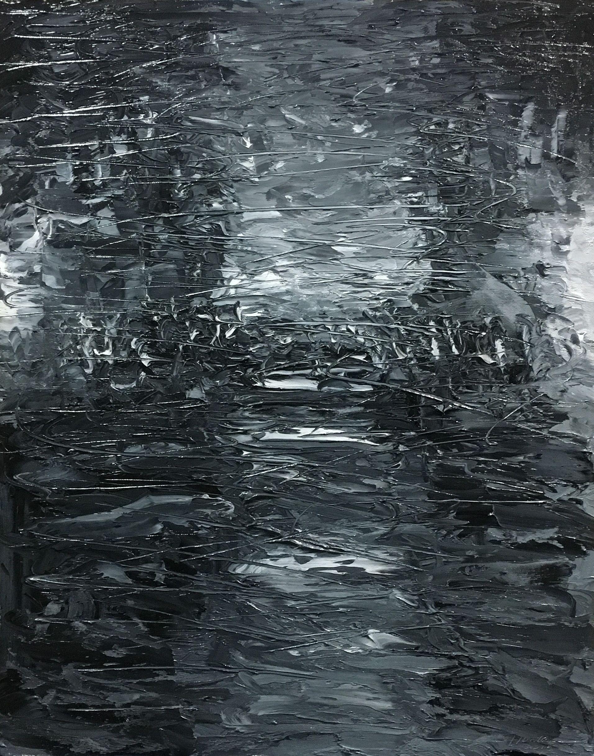 Gabriela Horikawa Abstract Painting - Reflections in Grey 10-30-18, Painting, Oil on Canvas