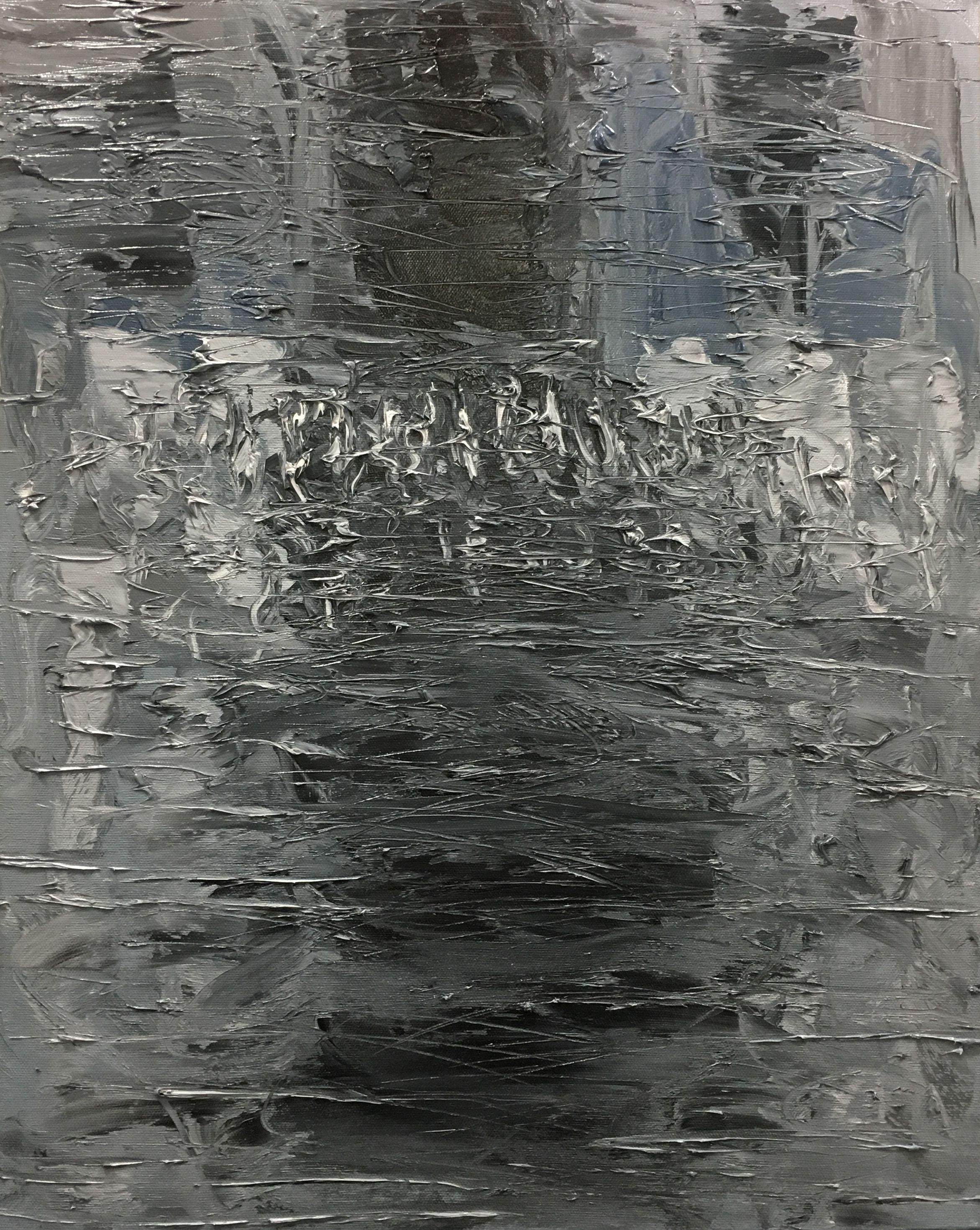 Gabriela Horikawa Abstract Painting - Reflections in Grey 2-1-19, Painting, Oil on Canvas