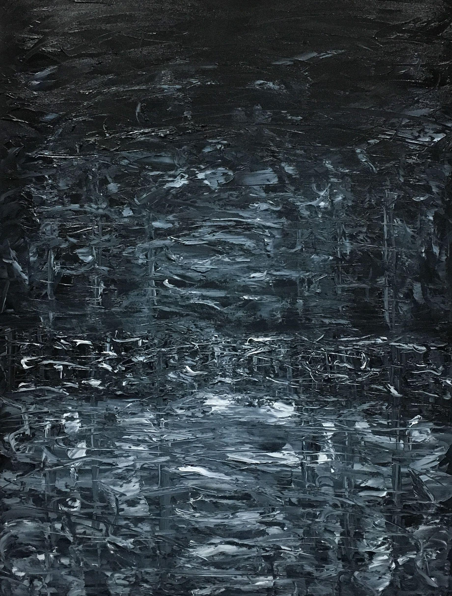 Gabriela Horikawa Abstract Painting - Untitled 2-15-19 night reflections, Painting, Oil on Paper