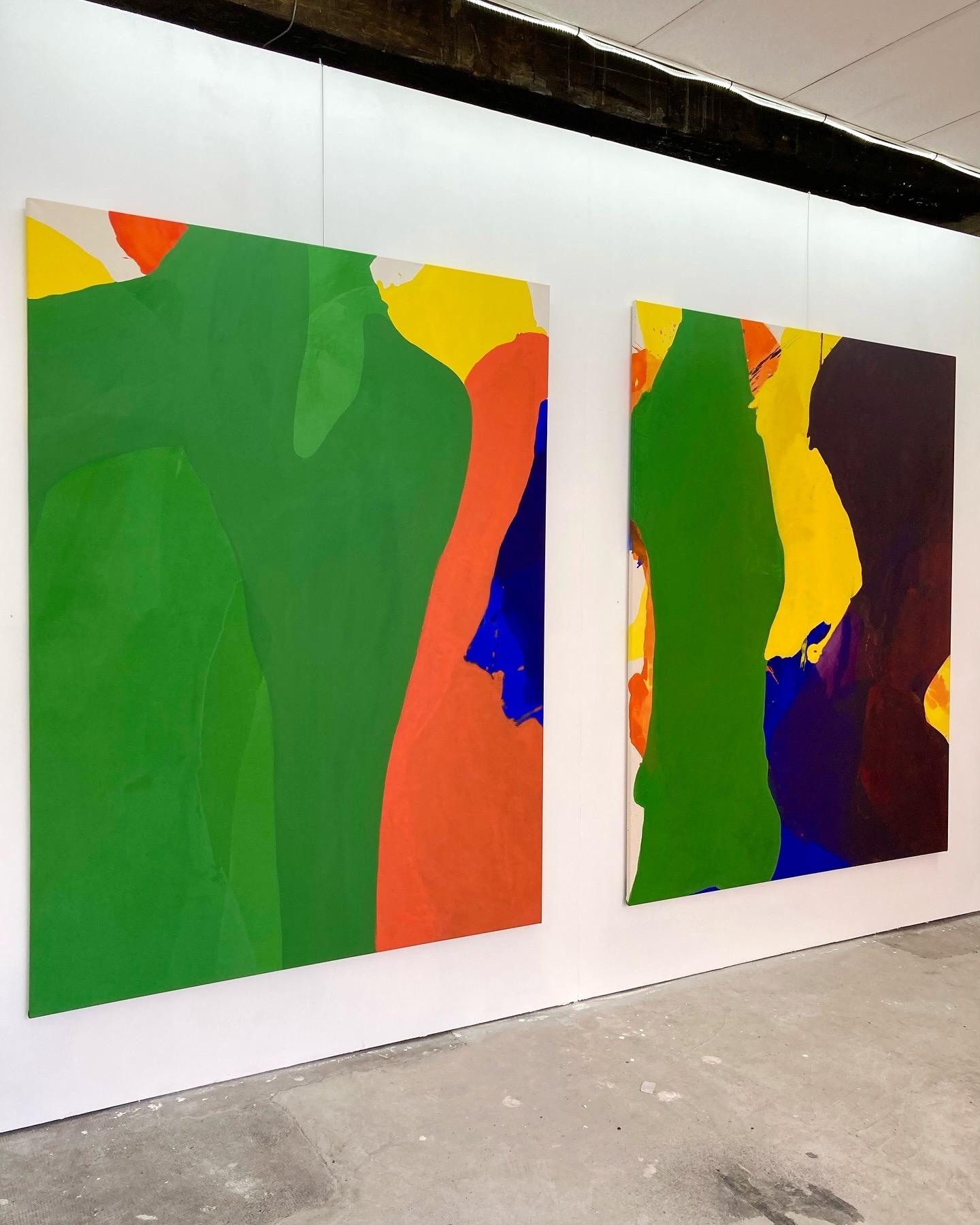 OBRA DE ARTE ABSTRACTA Verde Naranja por la artista Gabriela Meunie 2024 en venta 4