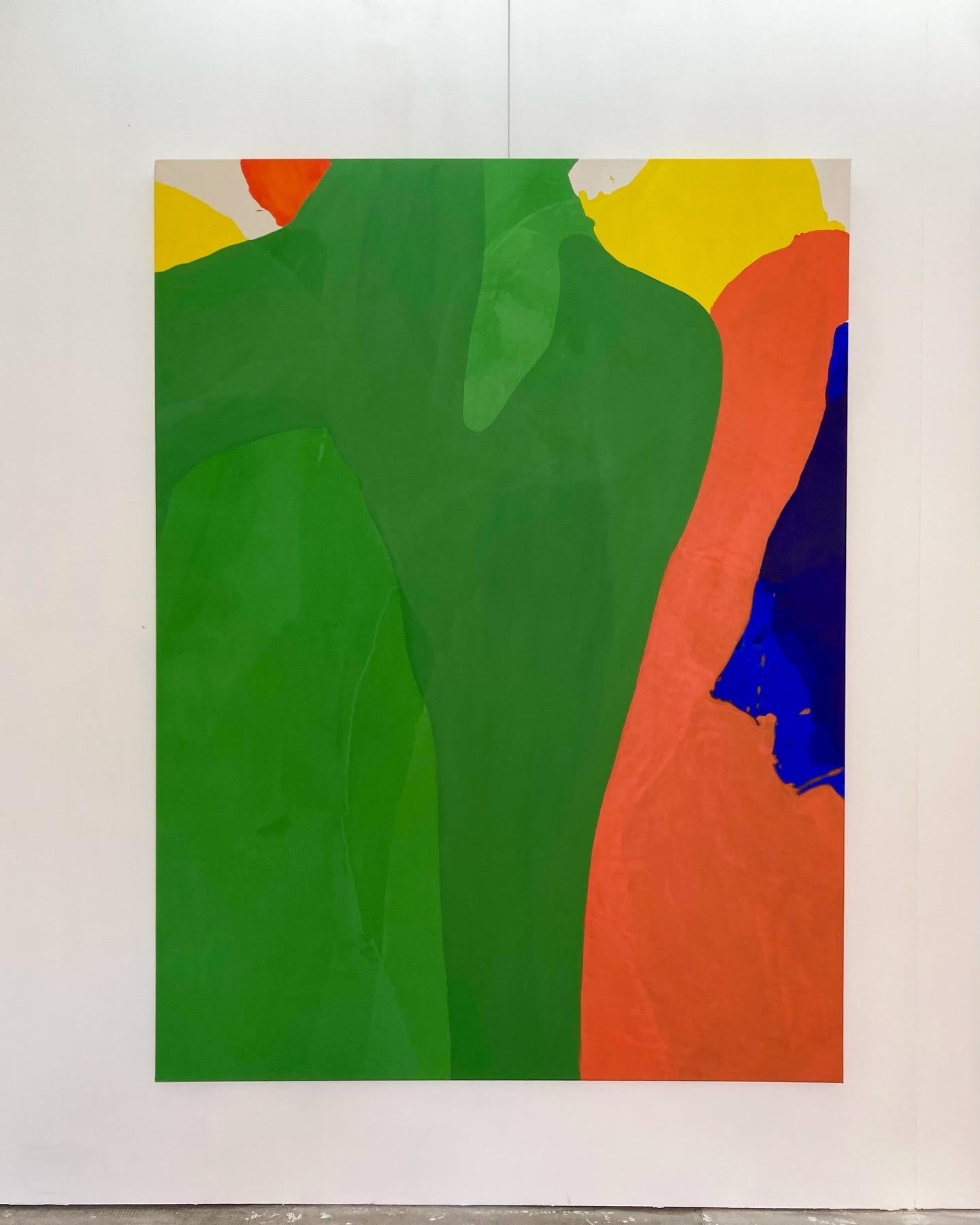 OBRA DE ARTE ABSTRACTA Verde Naranja por la artista Gabriela Meunie 2024 en venta 3