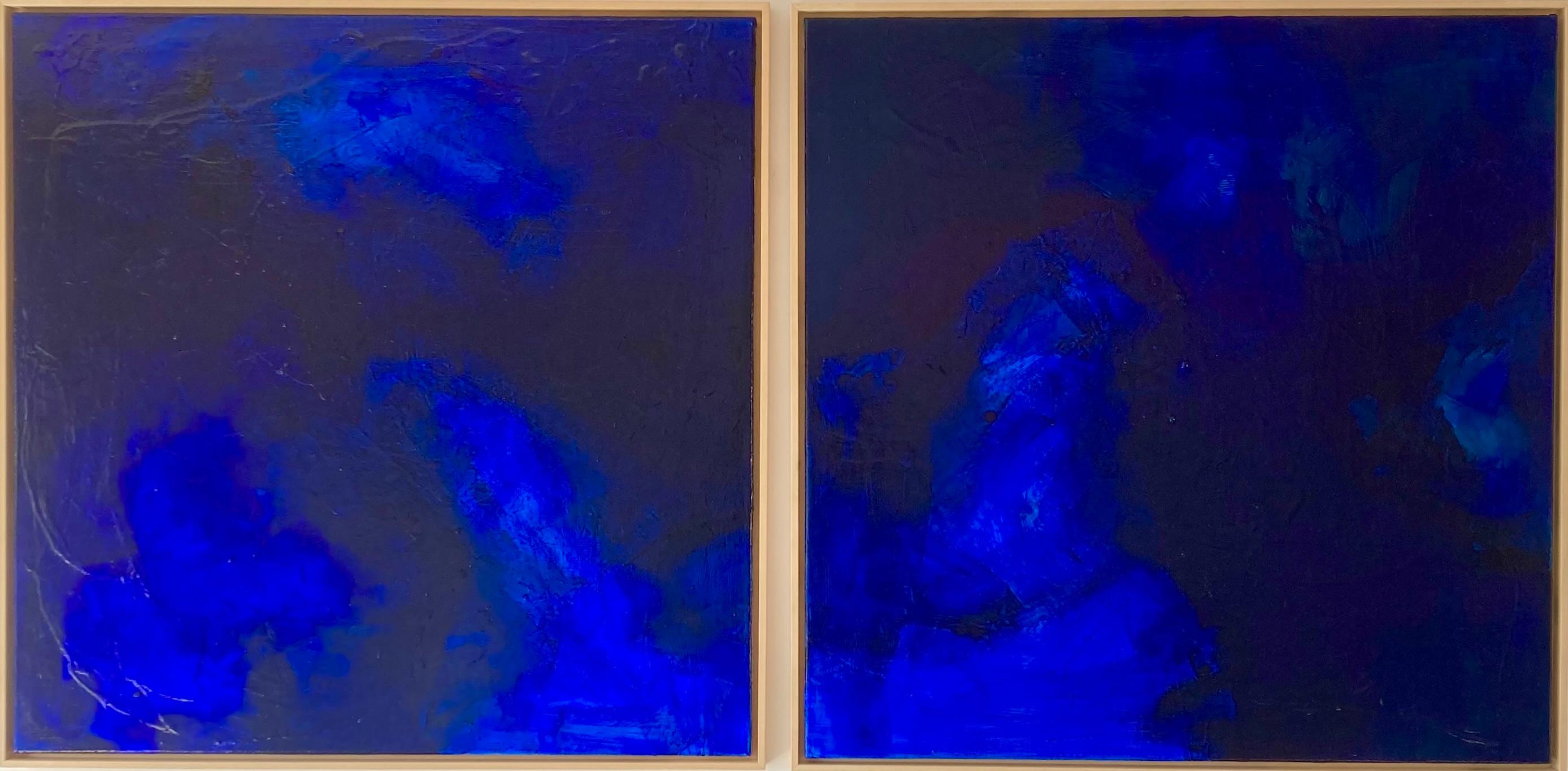 Pittura astratta Dittico Pigmenti blu Artista contemporanea Gabriela Meunie 2024 1