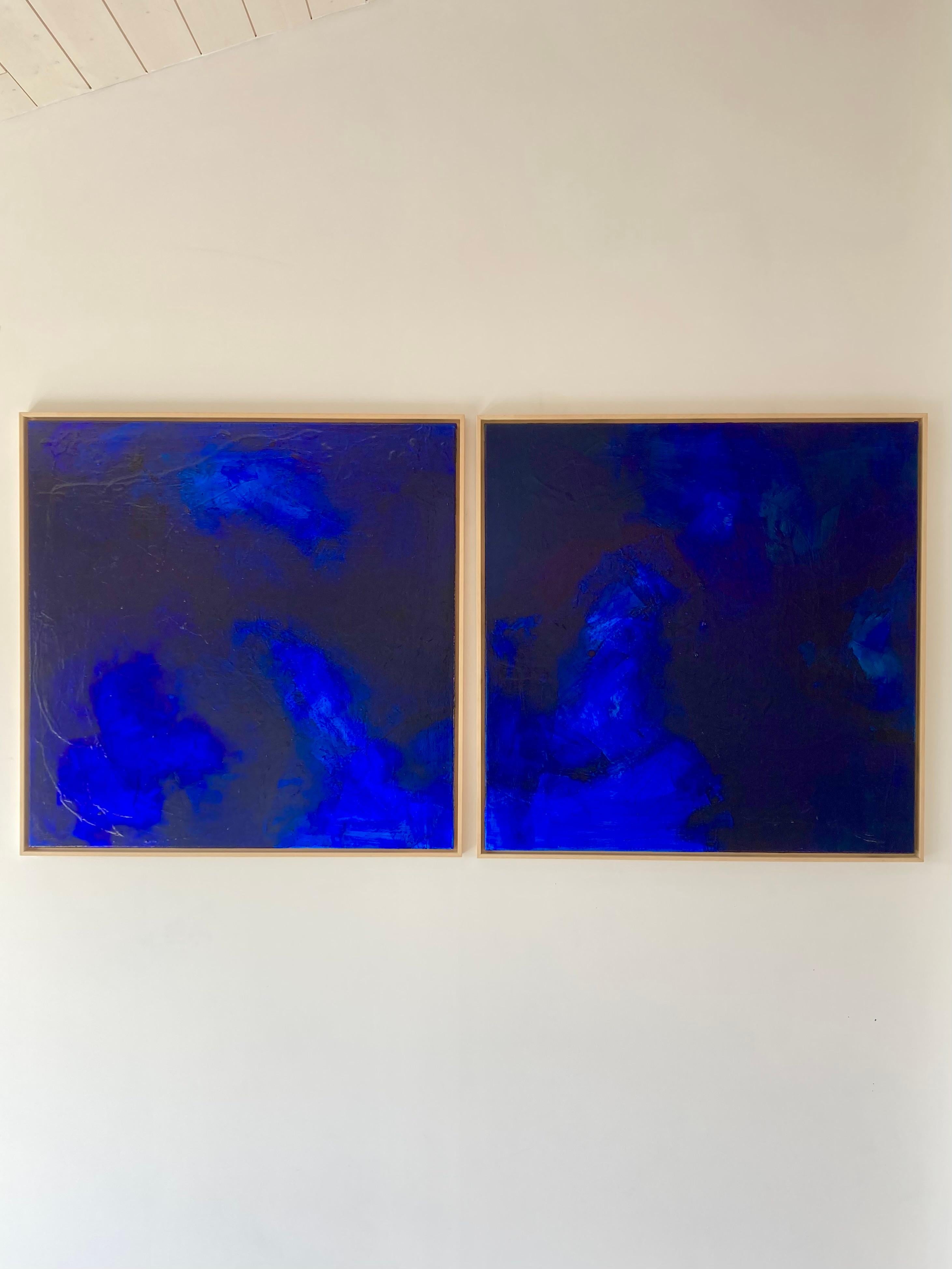 Pittura astratta Dittico Pigmenti blu Artista contemporanea Gabriela Meunie 2024 5
