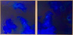 Abstrakte Malerei Diptychon Blaue Pigmente Zeitgenössische Künstlerin Gabriela Meunie 2024