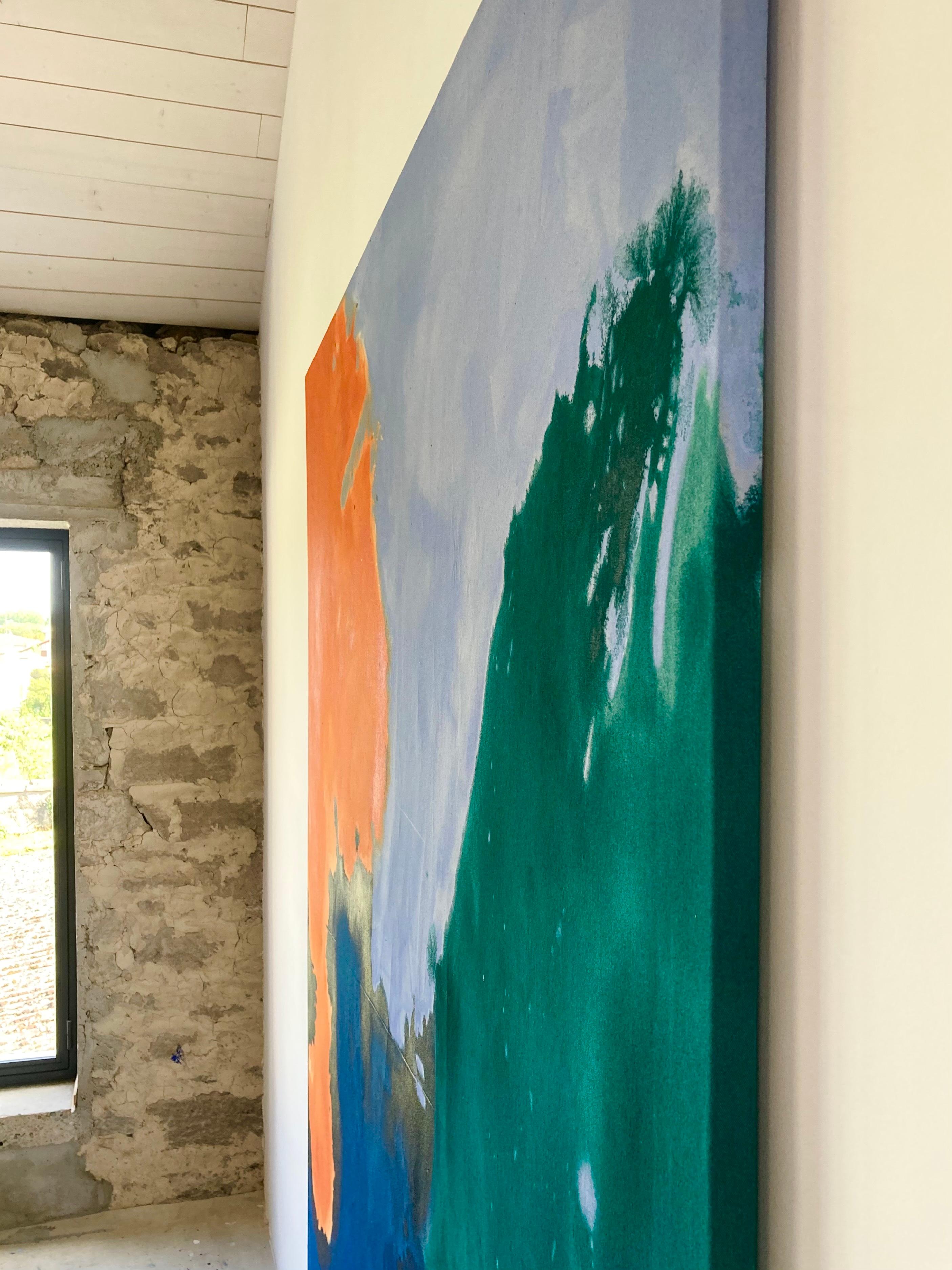 Cuadro abstracto Naranja Verde por la artista contemporánea Gabriela Meunie 2024 en venta 2