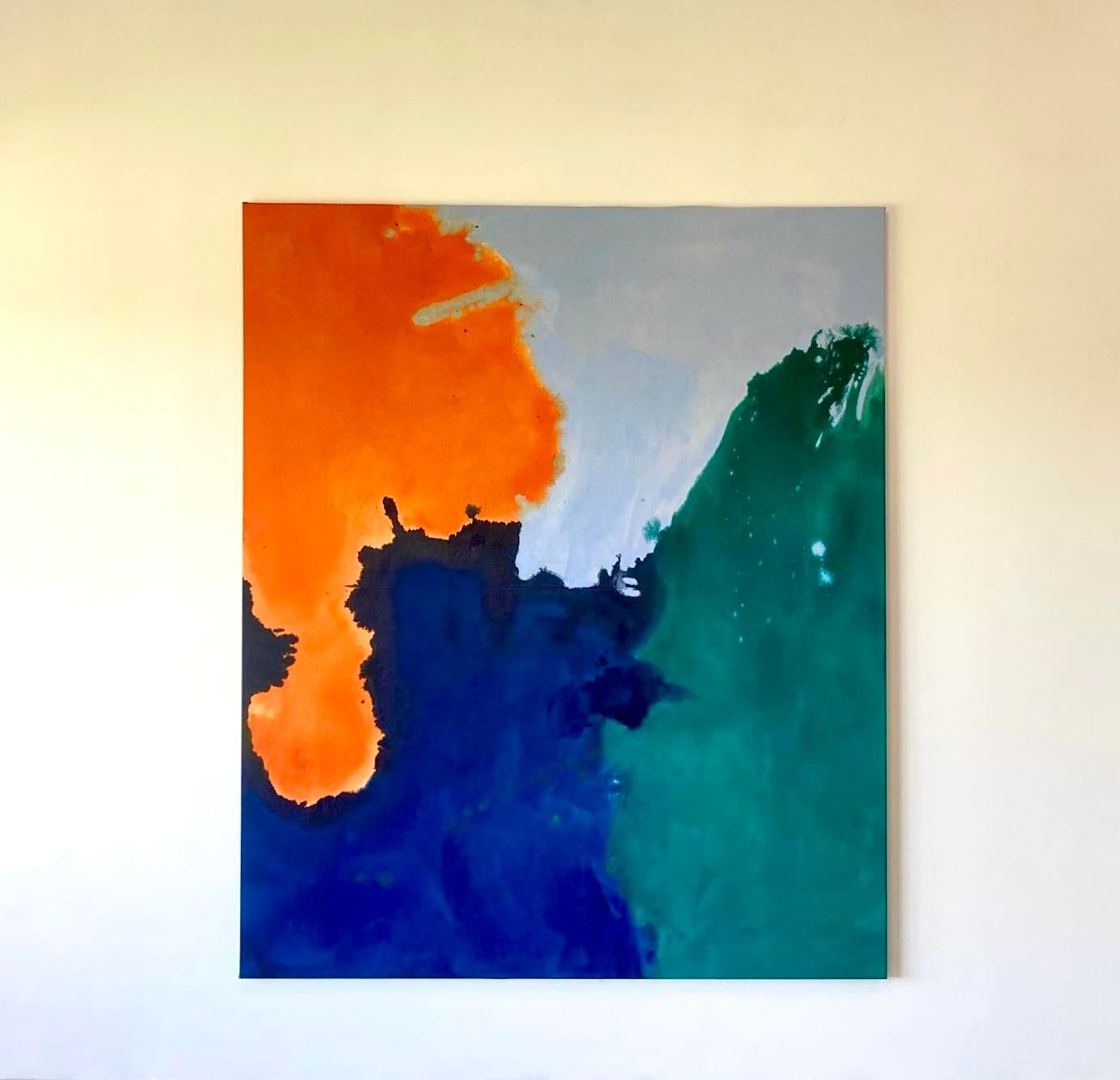 Cuadro abstracto Naranja Verde por la artista contemporánea Gabriela Meunie 2024 en venta 4