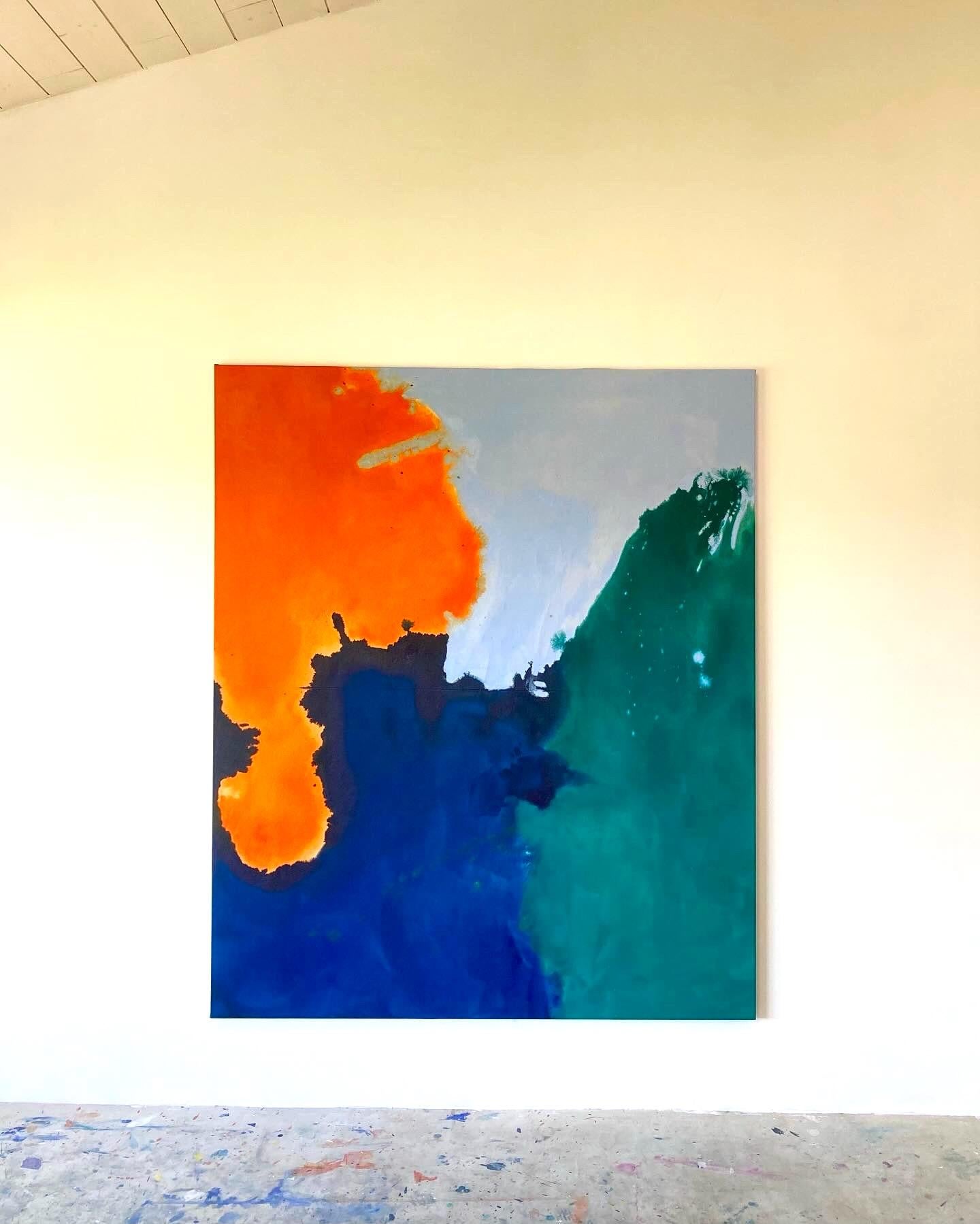 Cuadro abstracto Naranja Verde por la artista contemporánea Gabriela Meunie 2024 en venta 5