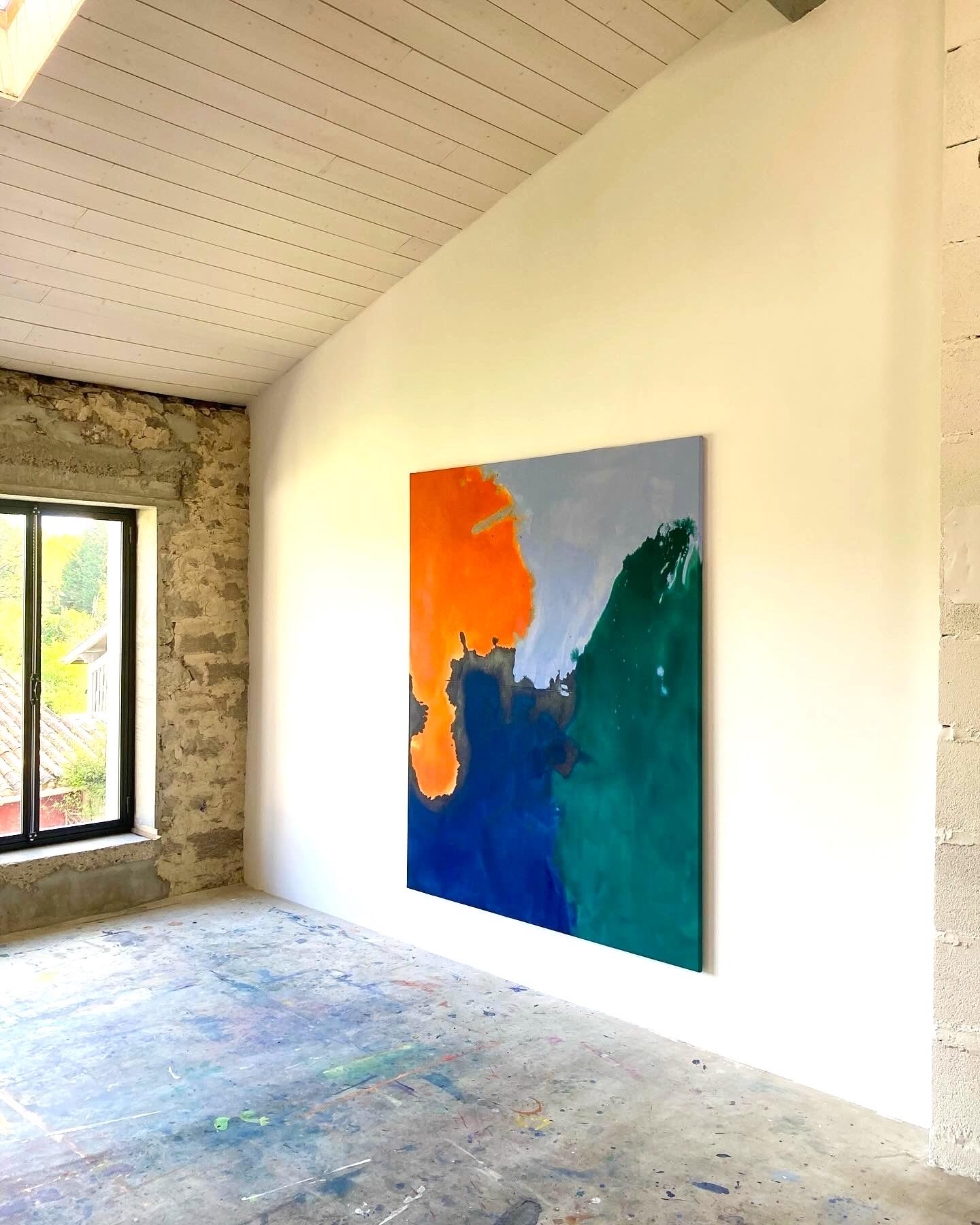 Cuadro abstracto Naranja Verde por la artista contemporánea Gabriela Meunie 2024 en venta 6