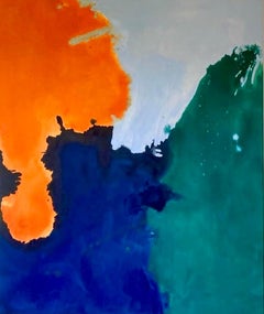 Abstract Painting Orange Green by Contemporary Artist Gabriela Meunie 2024