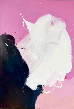 Peinture abstraite rose blanche de l'artiste Gabriela Meunie 2023