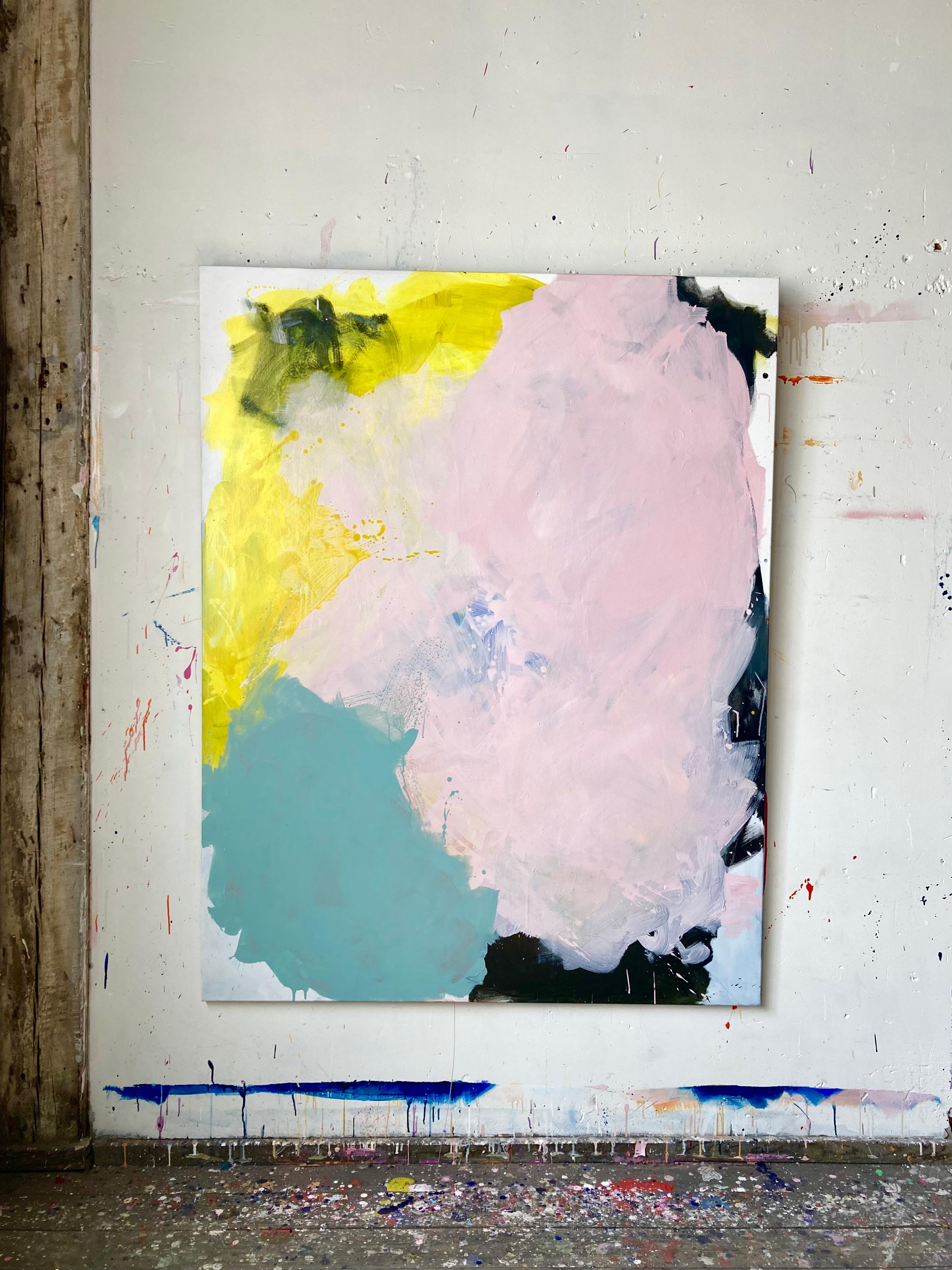 Abstrakte Malerei Gelb Rosa von Künstler Gabriela Meunie 2023 im Angebot 2