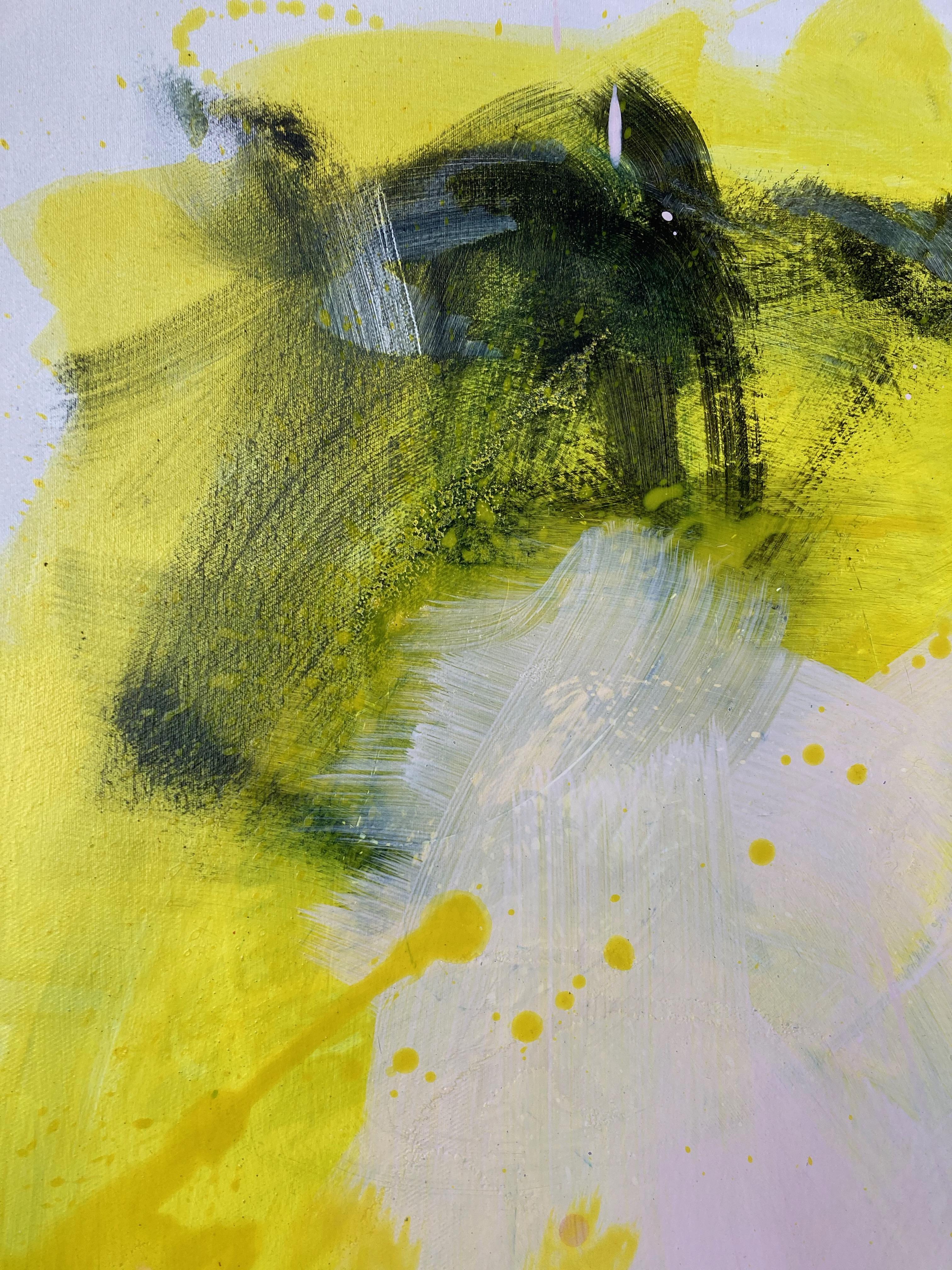Abstrakte Malerei Gelb Rosa von Künstler Gabriela Meunie 2023 im Angebot 1