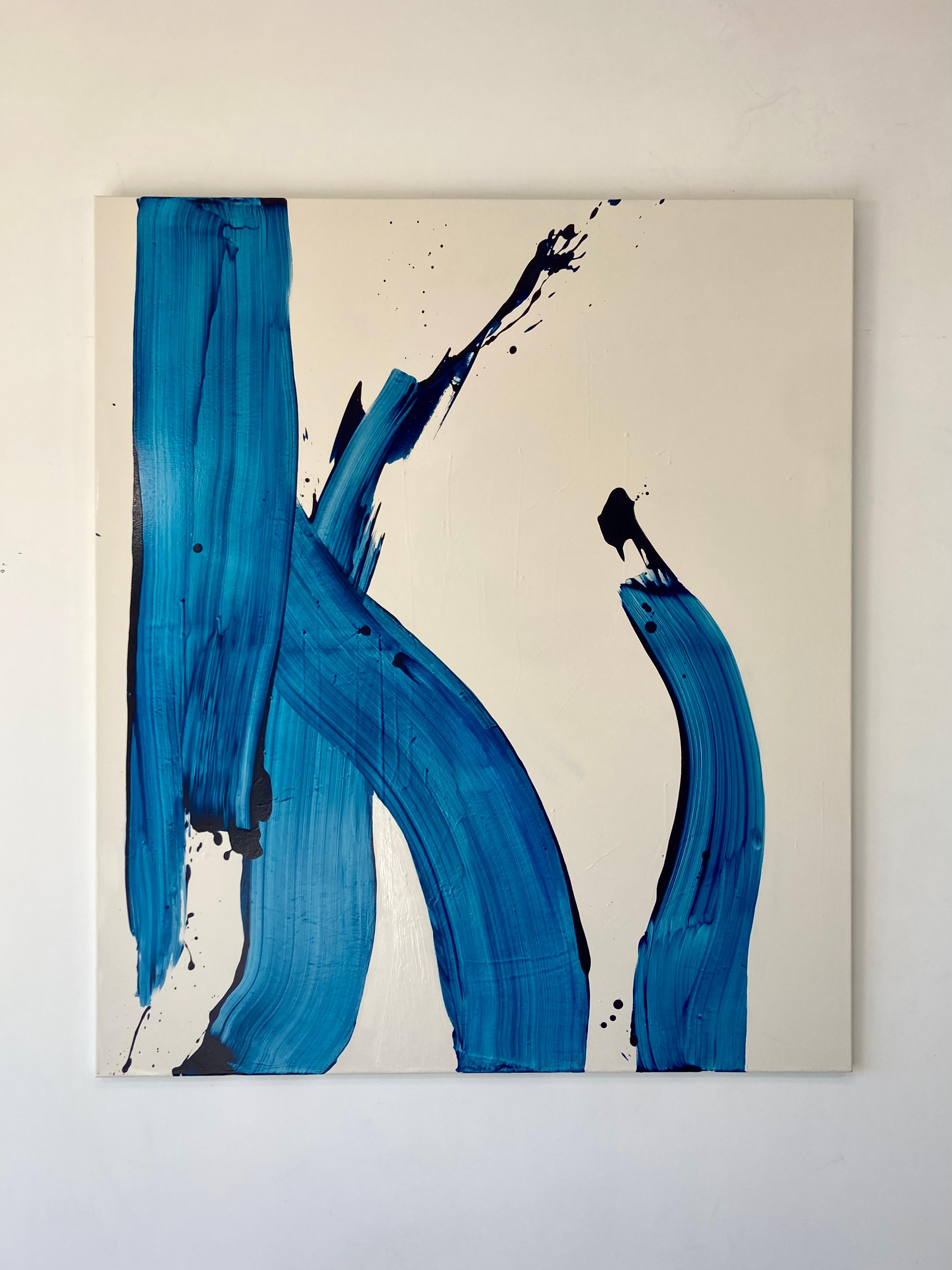 Balance Prusse Ultramarine Abstract Painting on Canvas Artist Gabriela Meunie