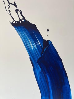 Deep Blue Prusse Ultramarine Abstract Painting on Canvas Artist Gabriela Meunie
