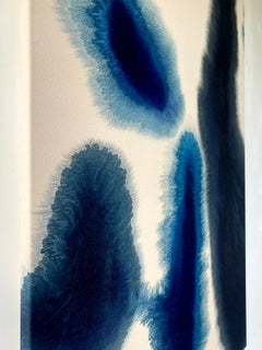 Gabriela Meunie - Cuadro abstracto contemporáneo de gran formato en azul de Prusia