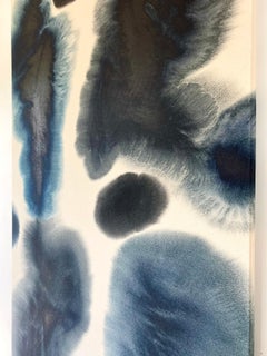 Gabriela Meunie - Cuadro abstracto contemporáneo de gran formato en azul de Prusia
