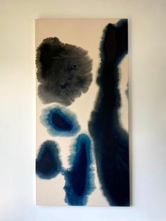 Gabriela Meunie - Cuadro abstracto contemporáneo de gran formato en azul de Prusia
