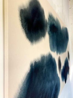 Gabriela Meunie - Dipinto astratto contemporaneo di grandi dimensioni raffigurante un paesaggio, blu di Prussia