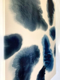 Gabriela Meunie - Cuadro abstracto contemporáneo de gran formato en azul de Prusia