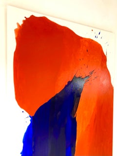 Gabriele Meunie Contemporary Abstract Diptych in Blue and Orange Large Painting