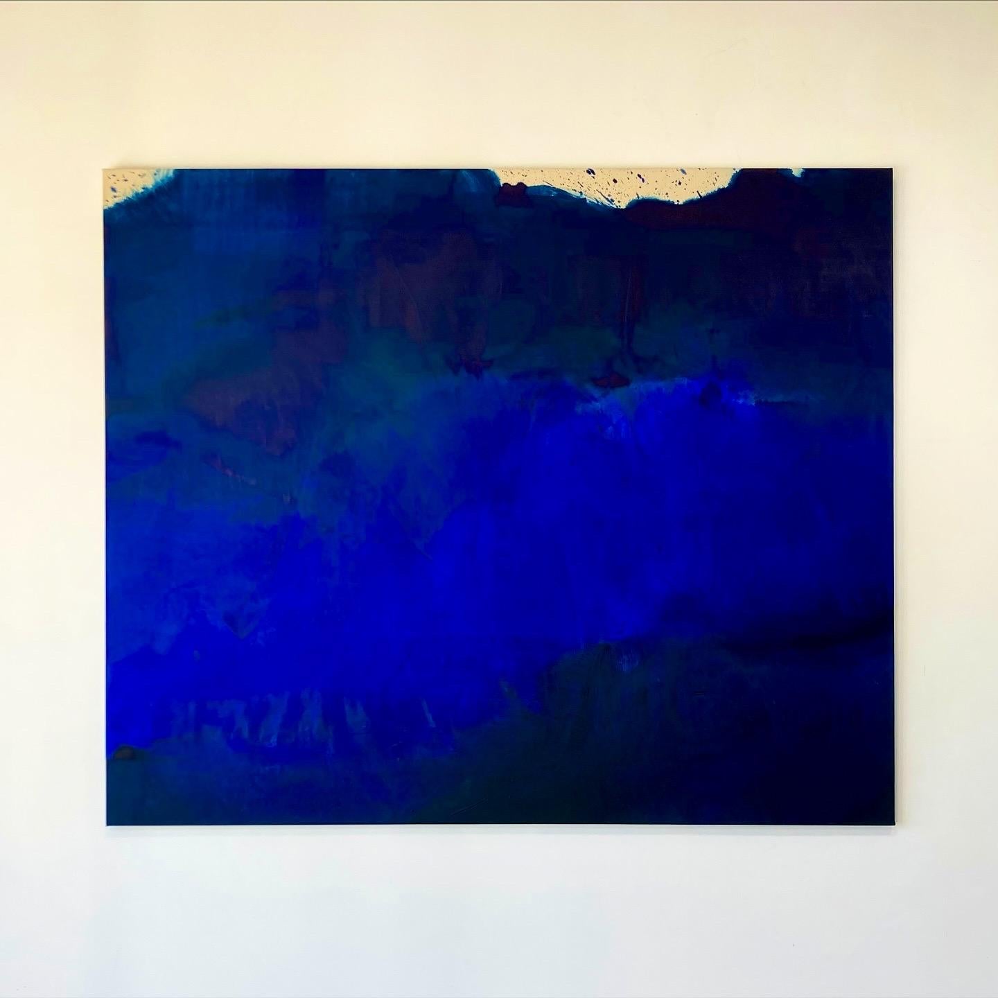 Monochrome Large Ultramarine Blue Abstract Painting on Canvas Gabriela Meunie