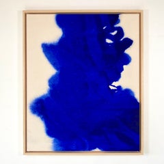 Monochrome Ultramarine Blue Abstract Painting on Canvas Artist Gabriela Meunie