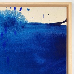 Monochrome Ultramarine Blue Abstract Painting on Canvas by Gabriela Meunie