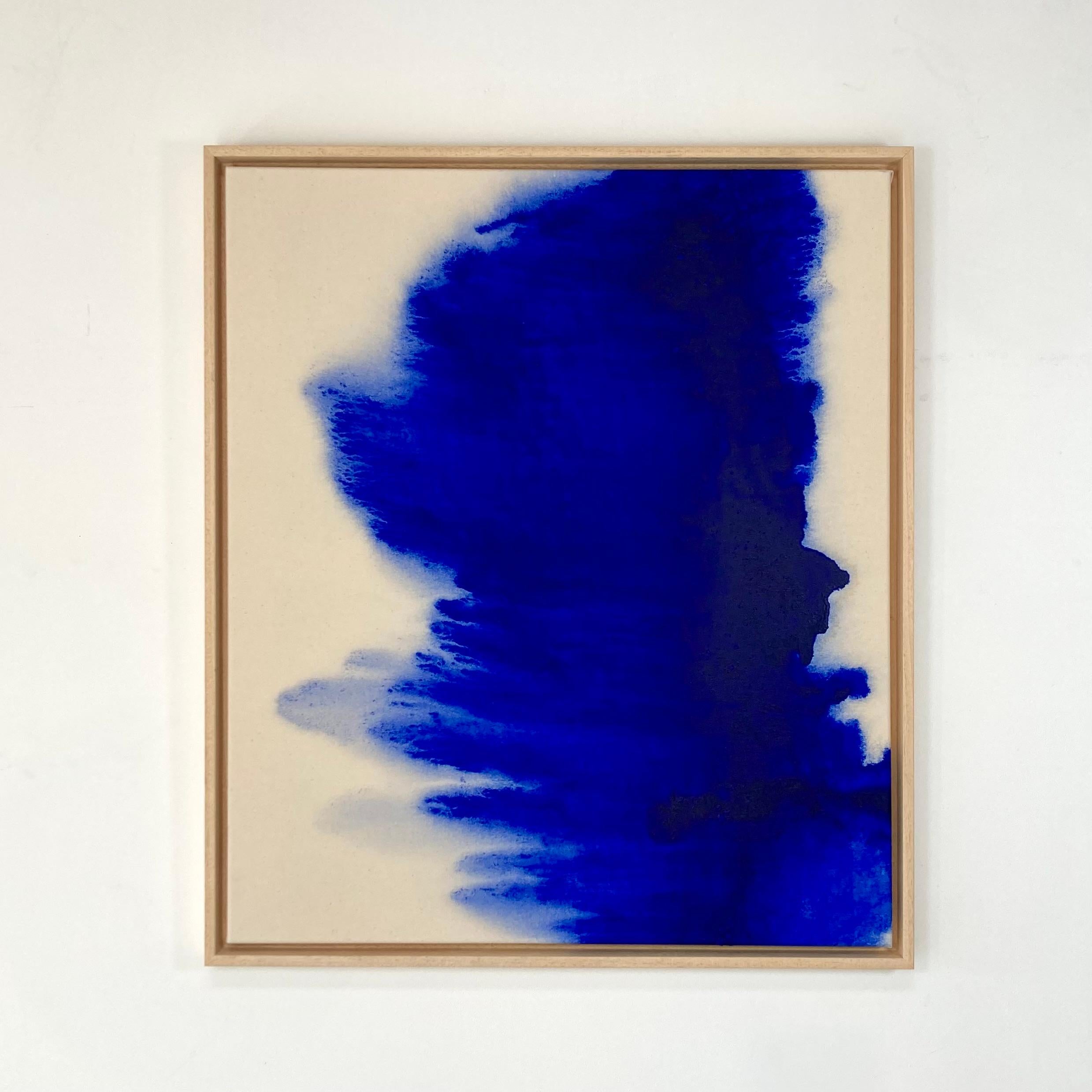 Monochrome Ultramarine Blue Abstract Painting on Canvas by Gabriela Meunie
