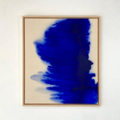 Monochrome Ultramarine Blue Abstract Painting on Canvas by Gabriela Meunie