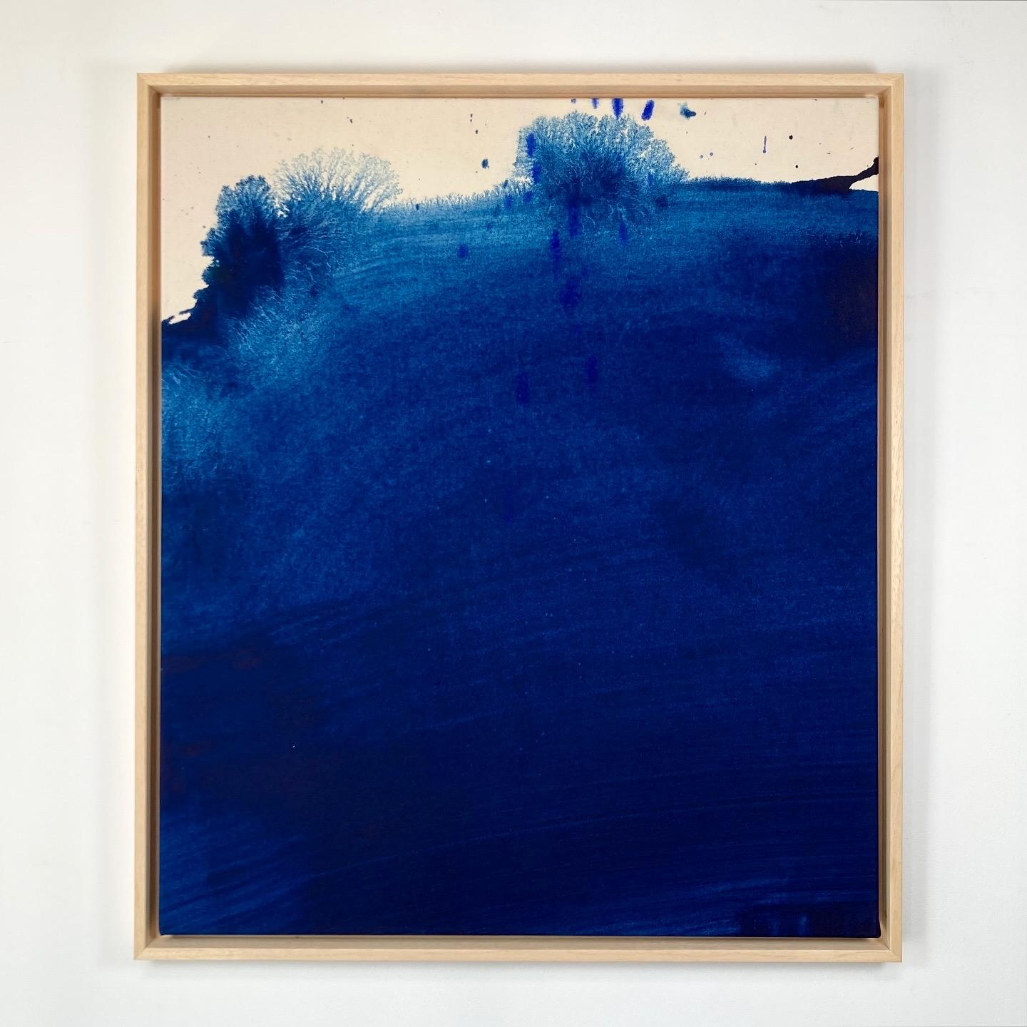 Monochrome Ultramarine Blue Abstract Painting on Canvas by Gabriela Meunie