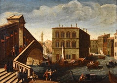 Venice Rialto Bridge Bella 18th Century Paint Oil on canvas Landscape Marina Art
