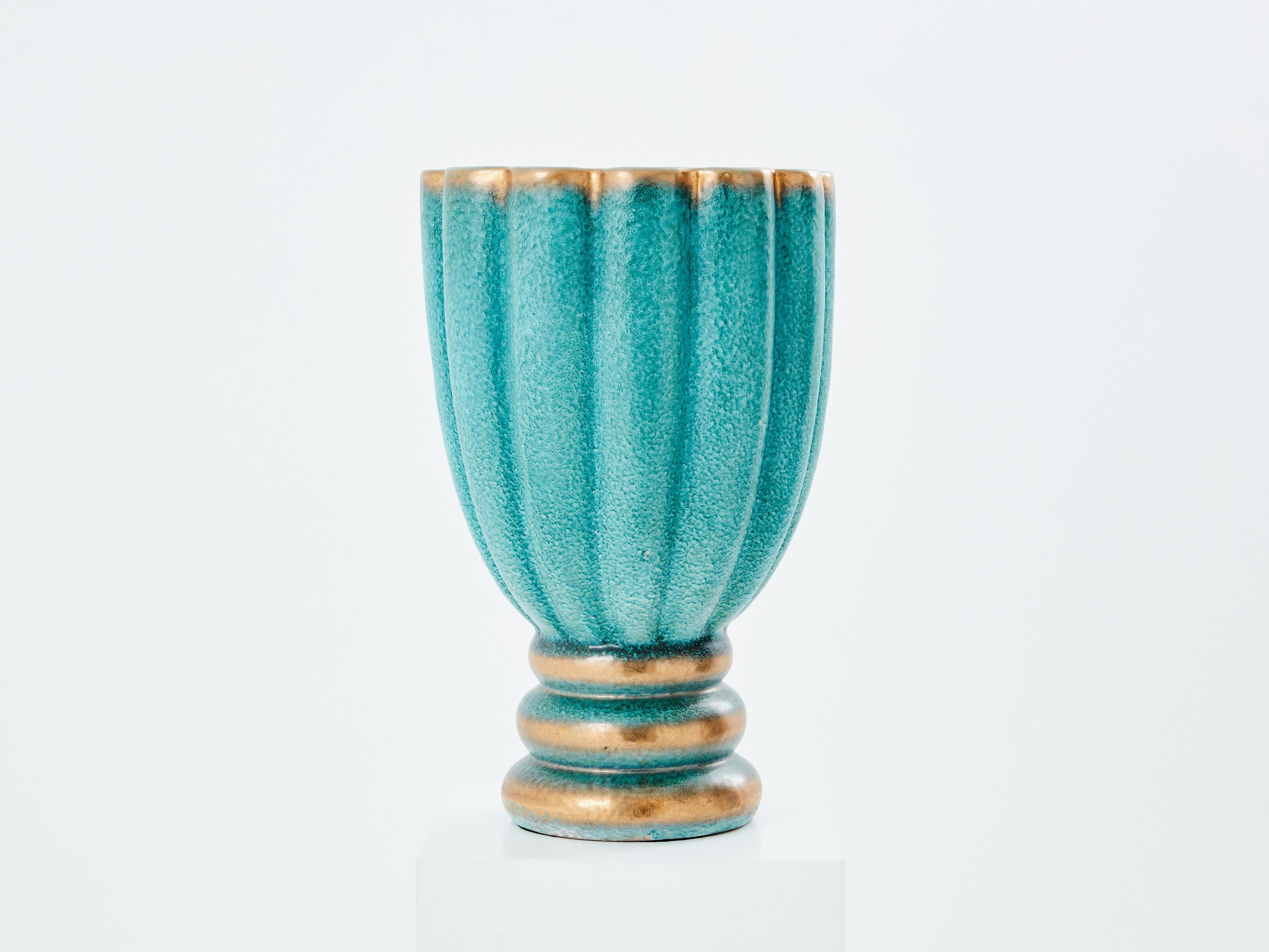 Gabriele Bicchioni large Deruta ceramic vase 1930  For Sale 3