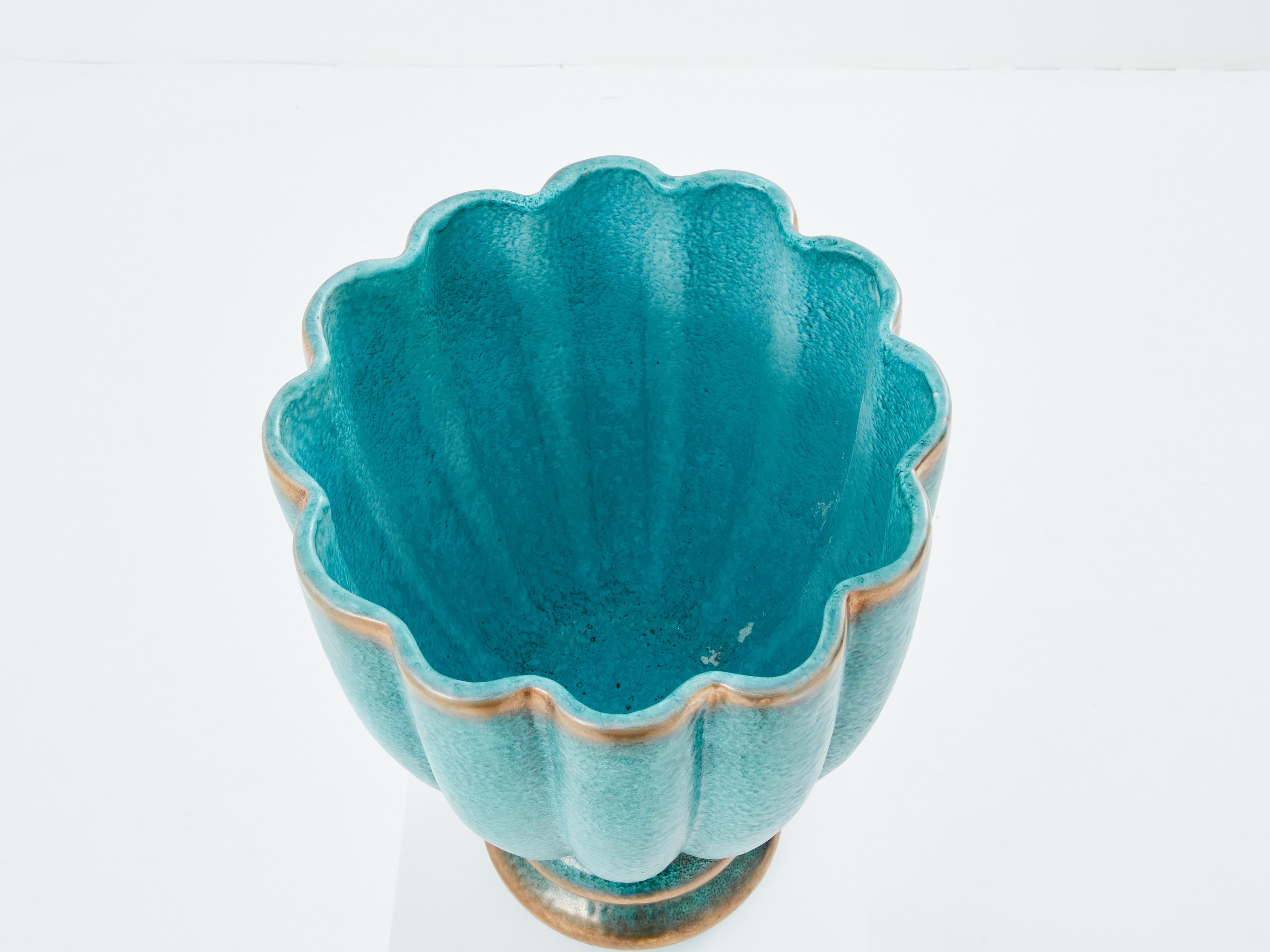 Italian Gabriele Bicchioni large Deruta ceramic vase 1930  For Sale