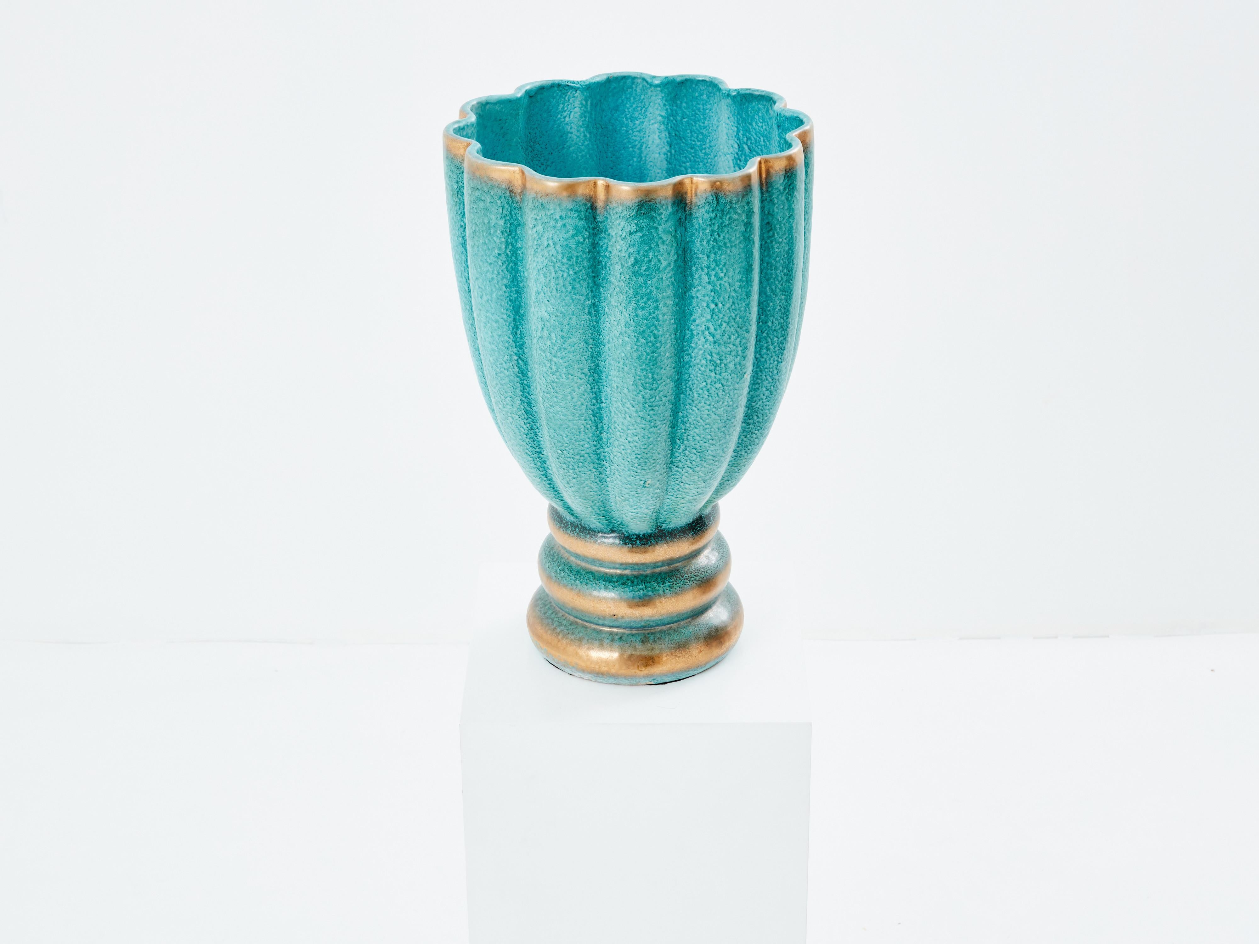 Gabriele Bicchioni large Deruta ceramic vase 1930  For Sale 2