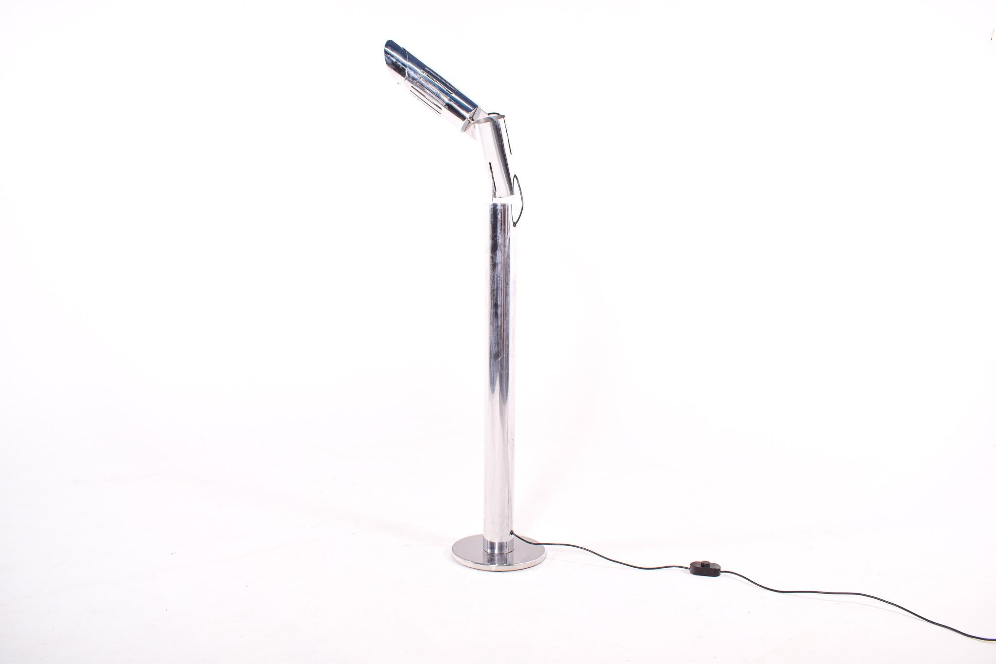 Gabriele D´Alli Chrome Floor Lamp Model Cobra for Francesconi, 1970's In Good Condition For Sale In Lisboa, Lisboa