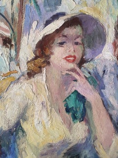 Summery terrace scene by the German paintres Gabrielle Daube from Hamburg