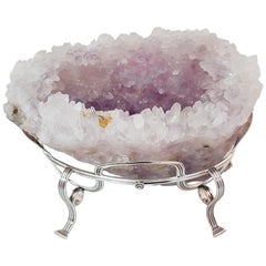 Gabriele De Vecchi Hand Made Italian Amethyst Geode Sterling Silver Centerpiece