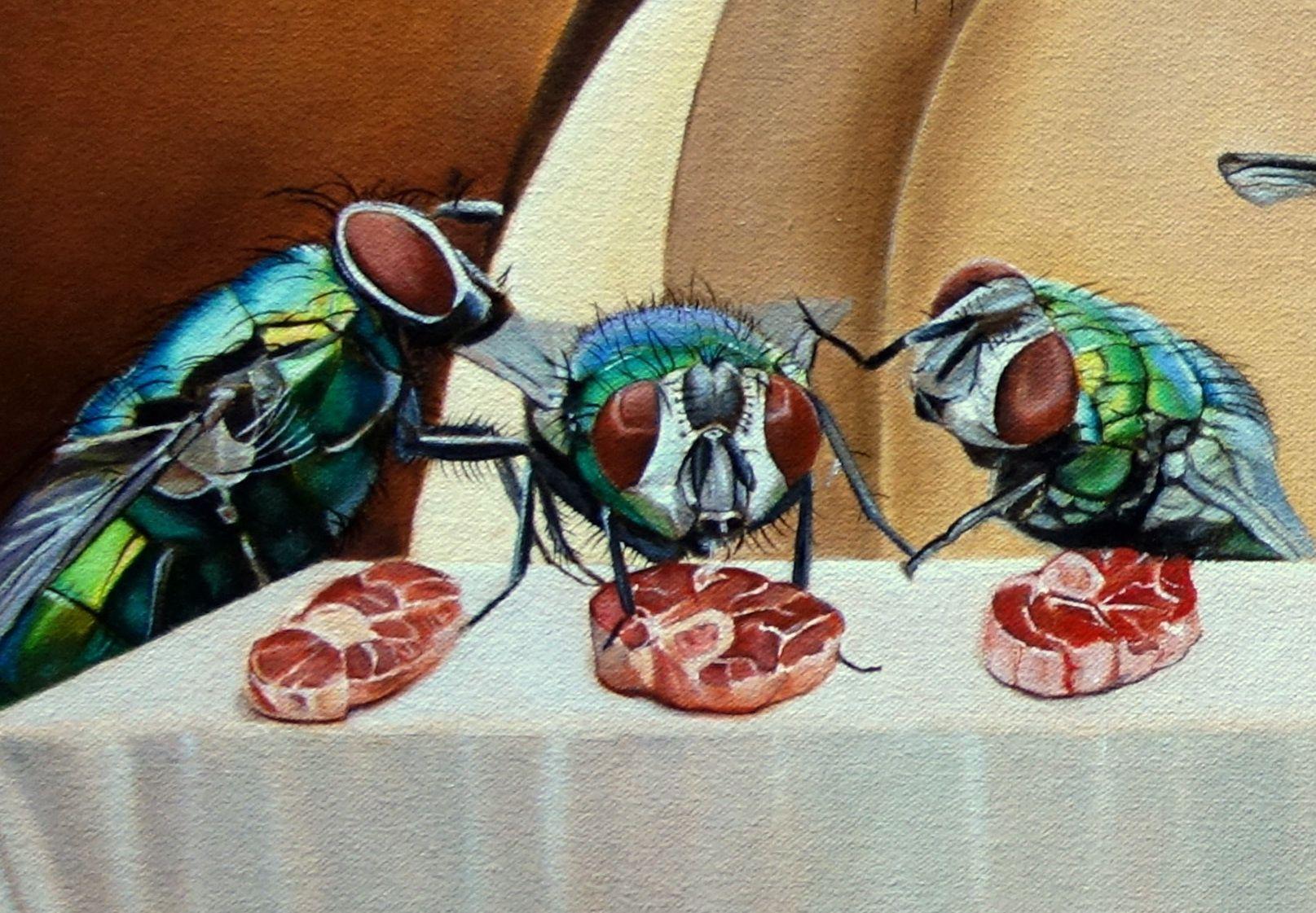 Banquet mit schimmernden Persönlichkeiten, Gemälde, Öl auf Leinwand (Surrealismus), Painting, von Gabriele Esau