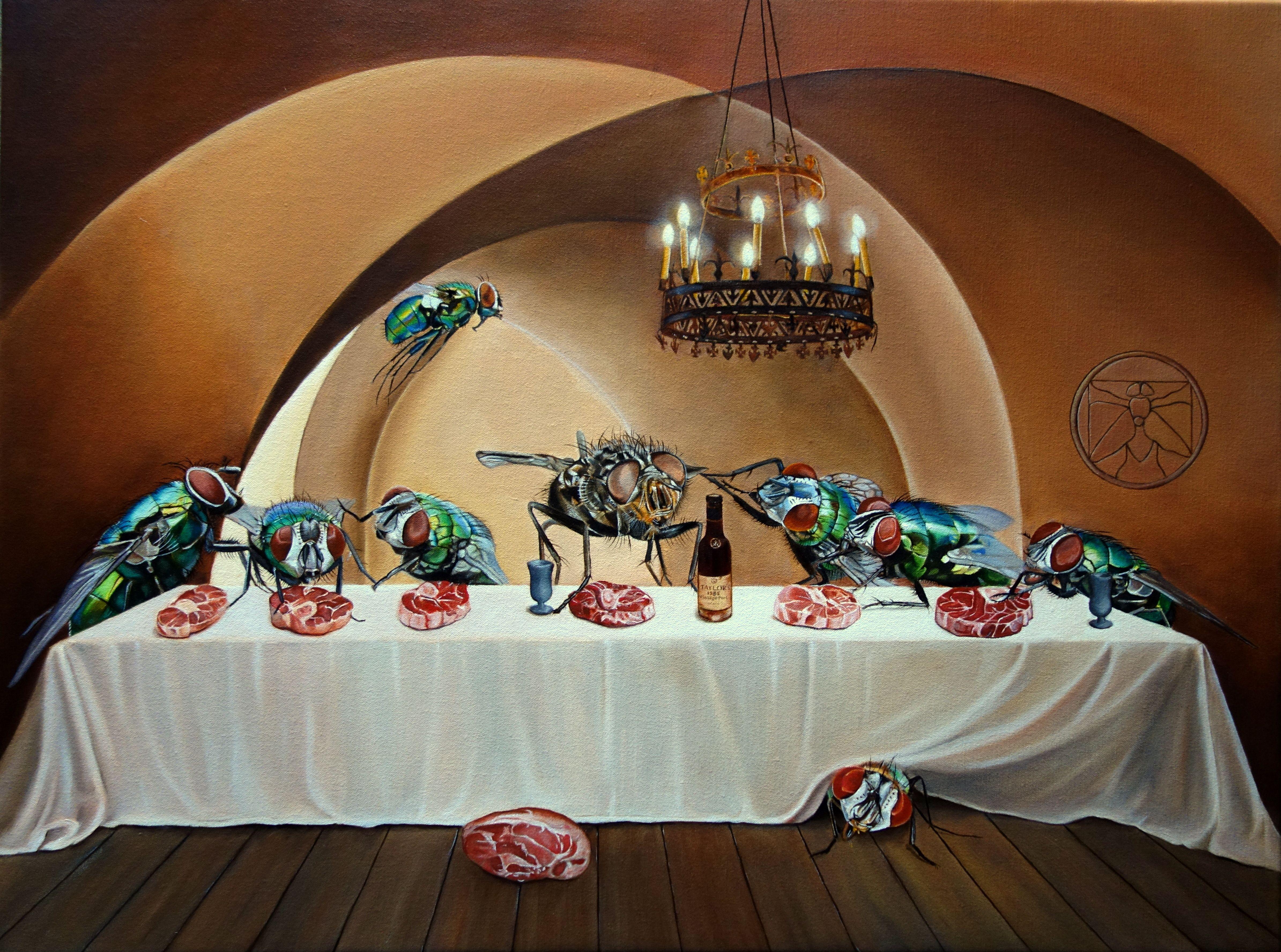 Banquet mit schimmernden Persönlichkeiten, Gemälde, Öl auf Leinwand – Painting von Gabriele Esau