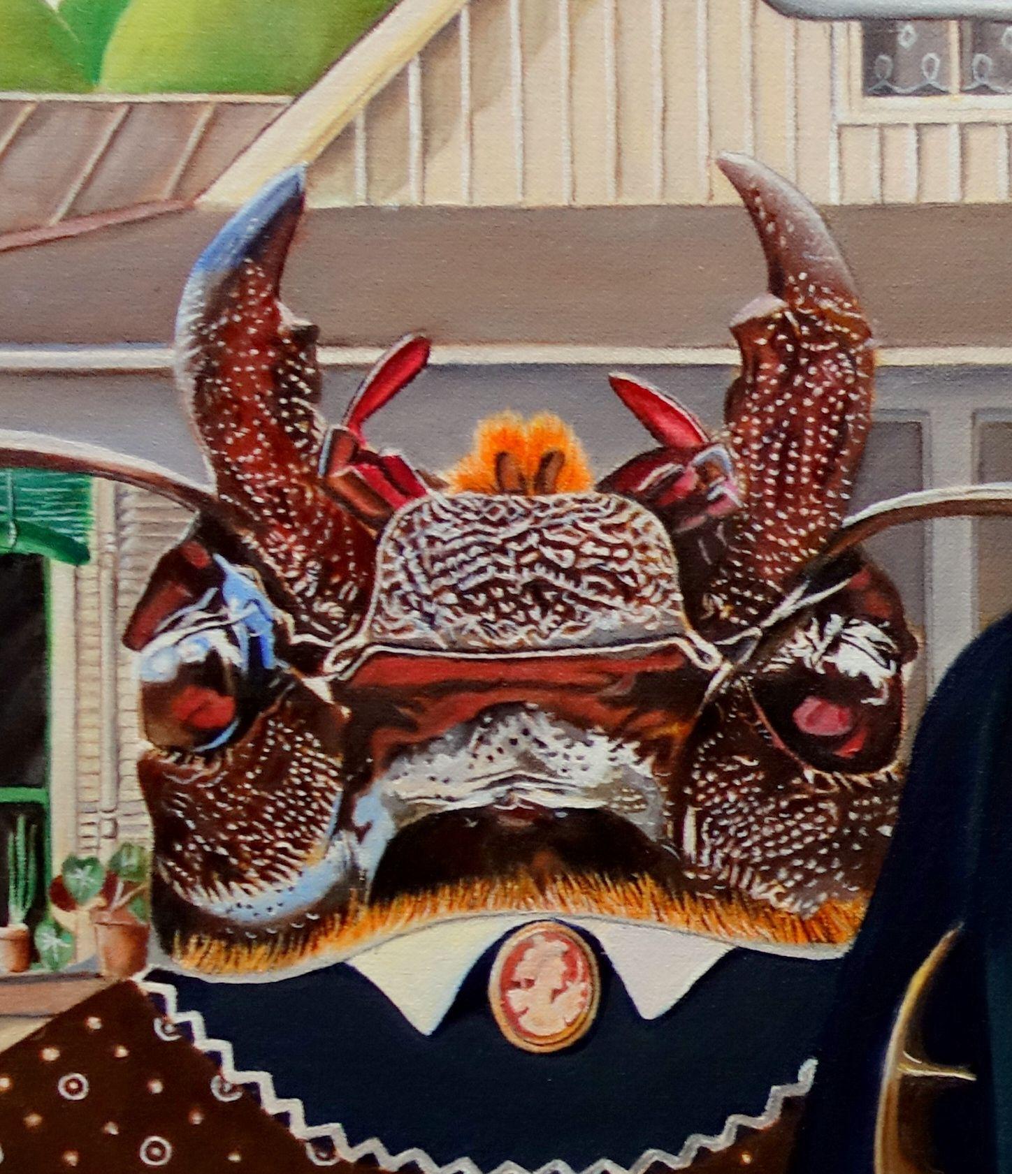 Holzarbeiter-Gotik, Gemälde, Öl auf Leinwand (Surrealismus), Painting, von Gabriele Esau