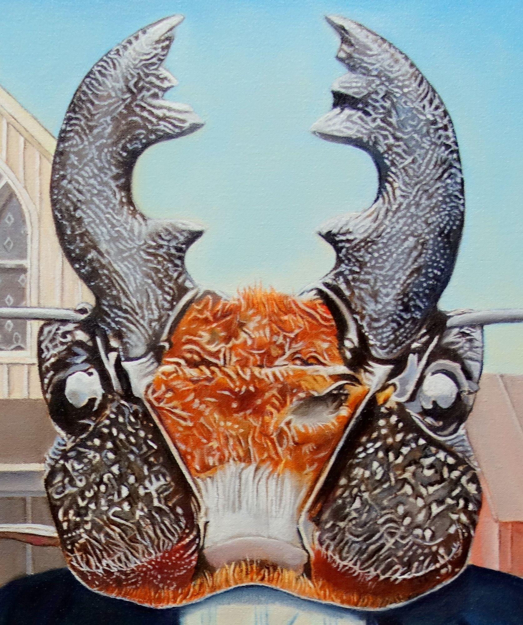 Woodworkers Gothic, Painting, Oil on Canvas For Sale 2