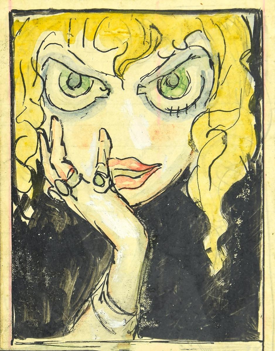 The Conqueror is an original drawing in mixed media on creamy paper realized  by Gabriele Galantara (1865-1937).

In good conditions.

This is an original drawing representing a face of woman, a conqueror.

Gabriele Galantara (1865-1937): He was a