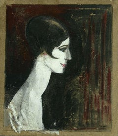 Antique Woman Figure - Original Mixed Media by Gabriele Galantara - 1905 ca.