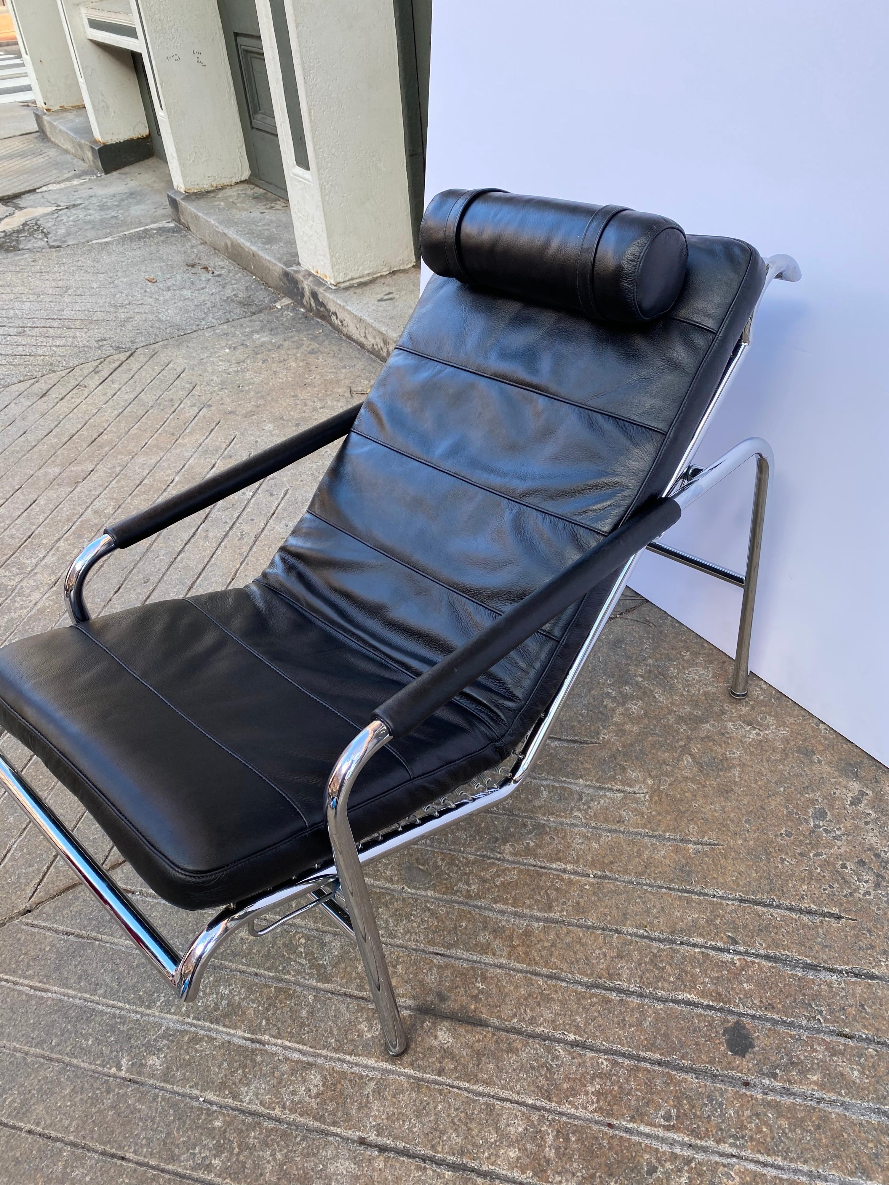 Gabriele Mucchi Genni Chrome and Leather Lounge Chair for Zanotta 3