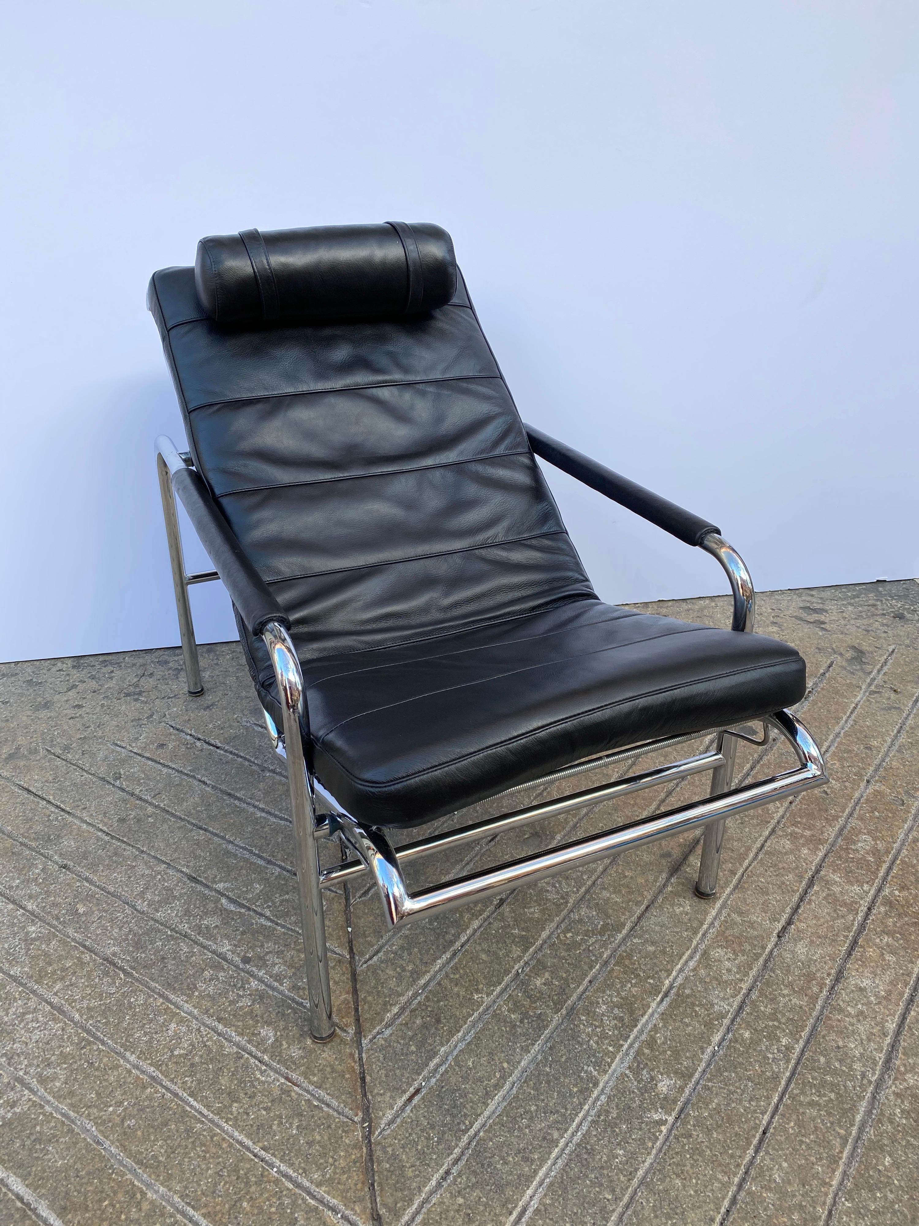 Gabriele Mucchi Genni Chrome and Leather Lounge Chair for Zanotta 1