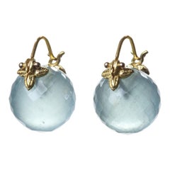 Gabriell Sanchez, Faceted Round Ocean Blue Aqua Flyer Earrings