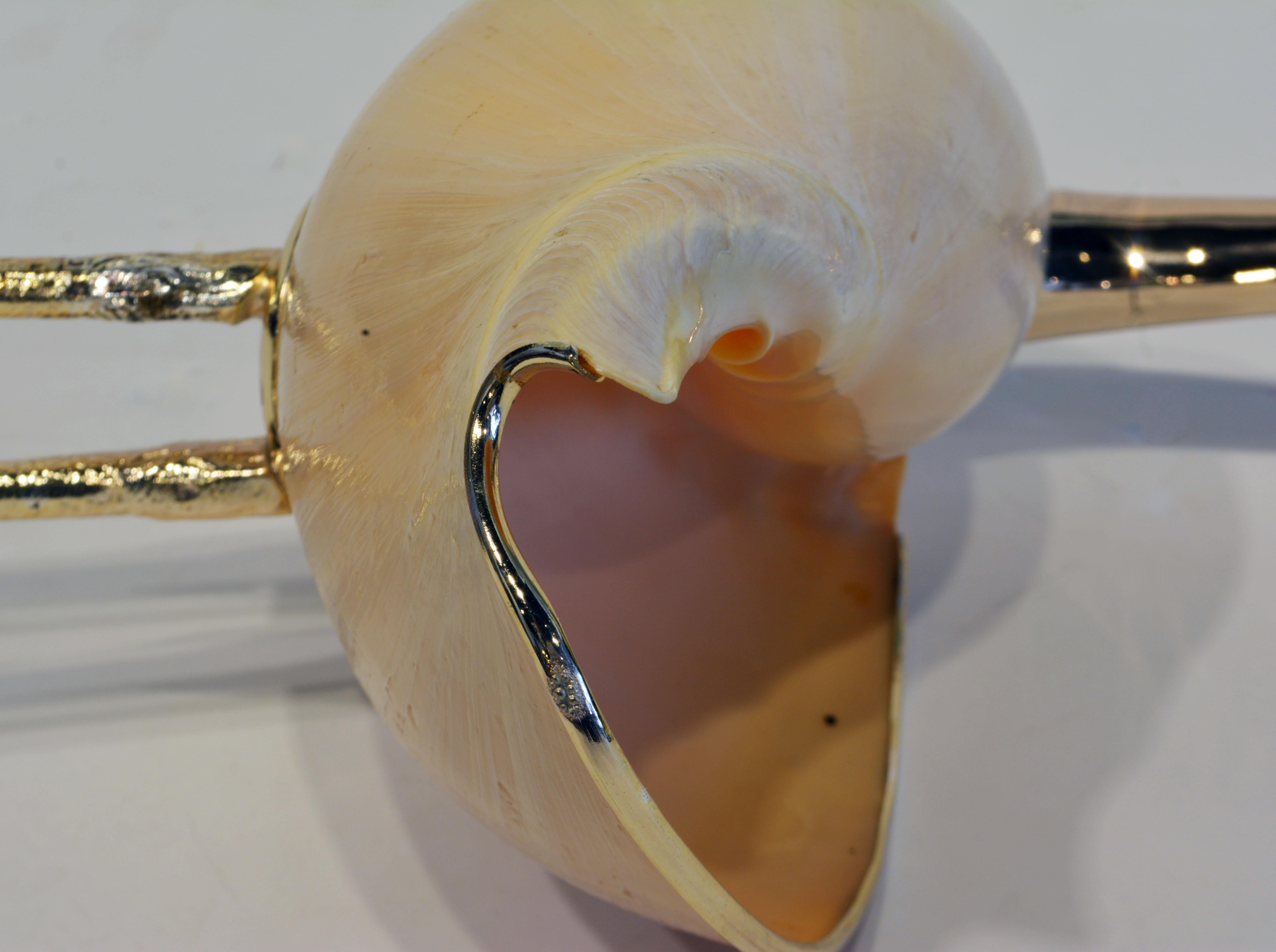 Gabriella Binazzi Design Silver and Gold Plated Crane with Sea Shell Body 1