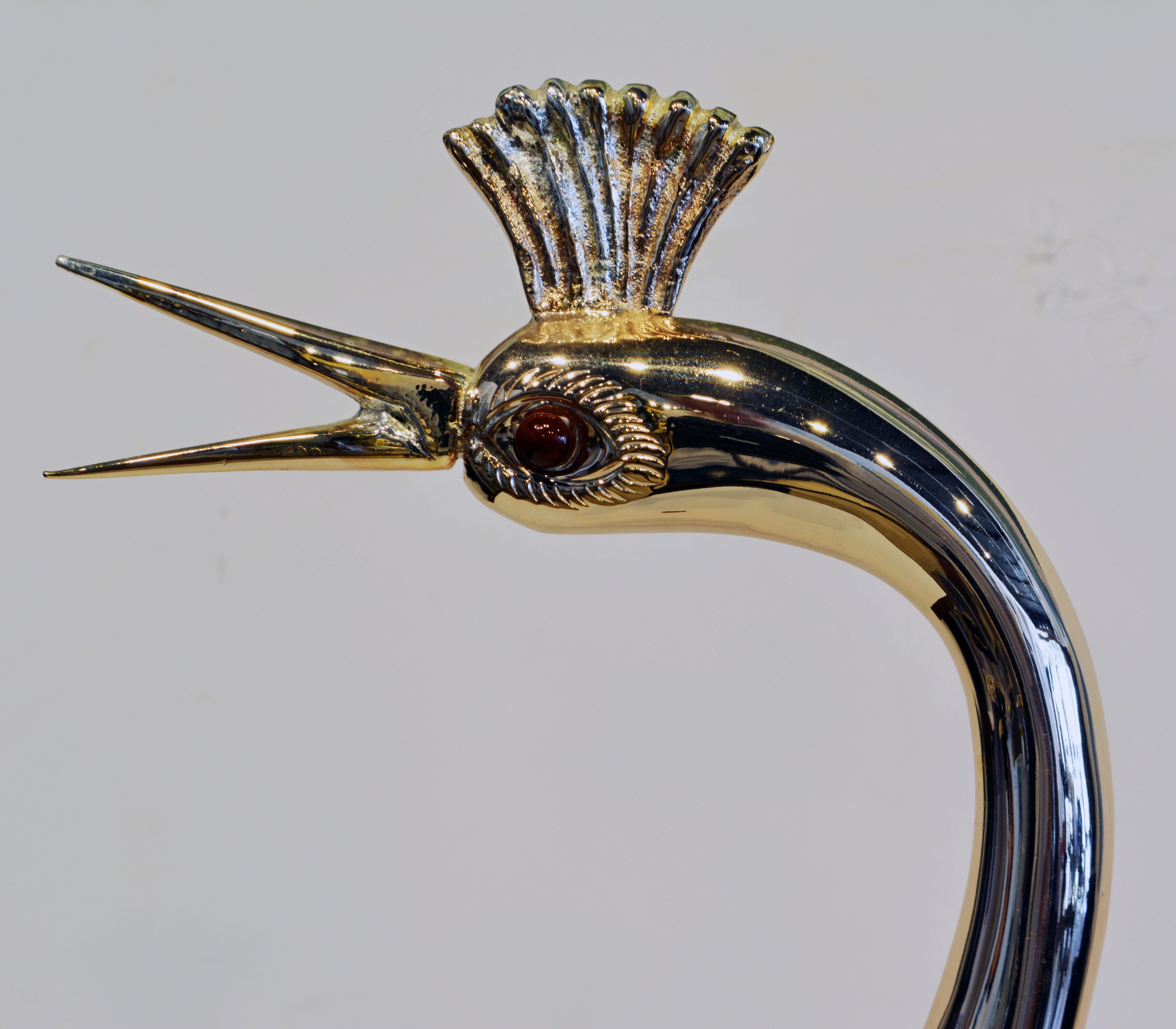 Modern Gabriella Binazzi Design Silver and Gold Plated Crane with Sea Shell Body