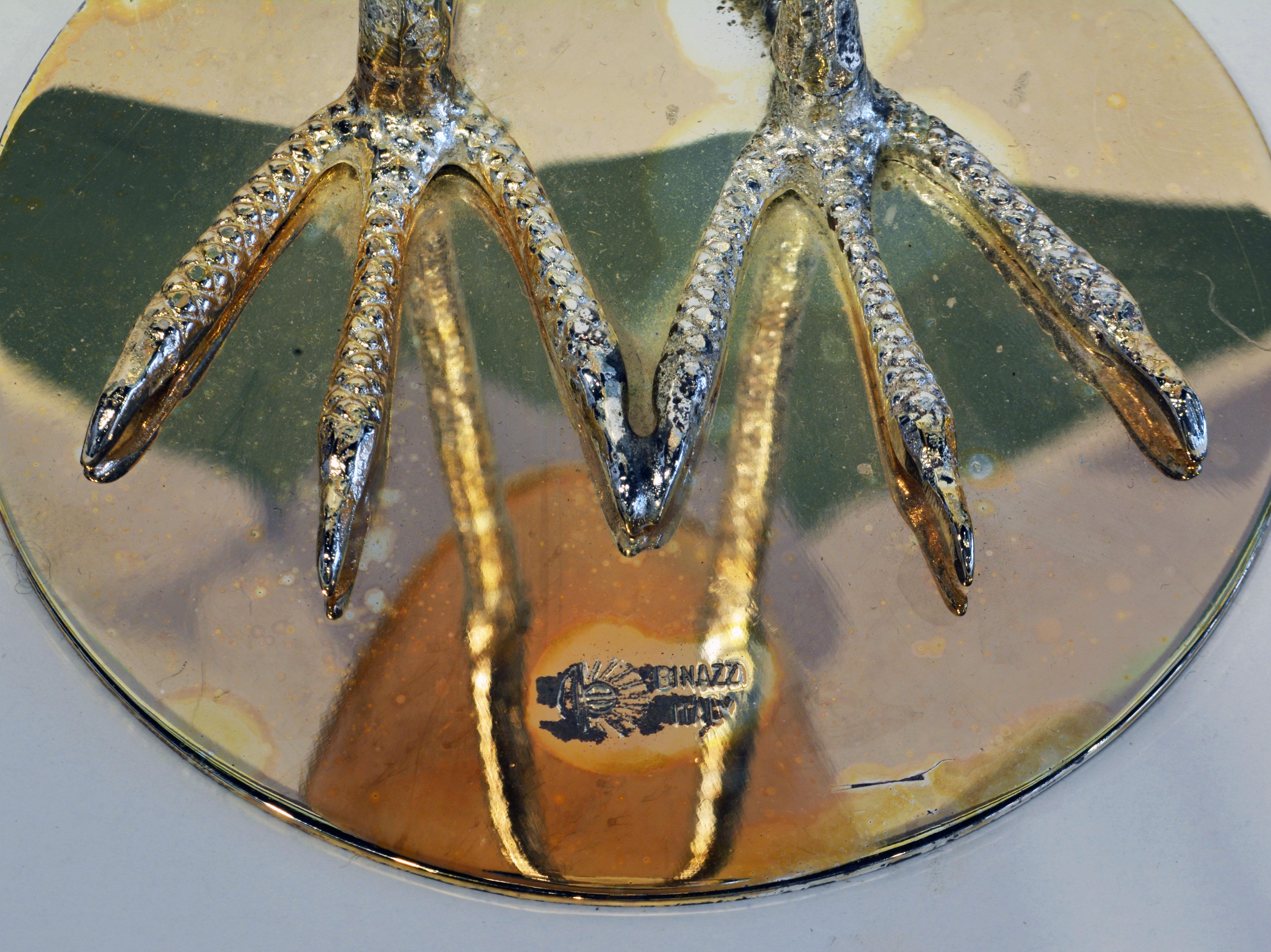 20th Century Gabriella Binazzi Design Silver and Gold Plated Crane with Sea Shell Body