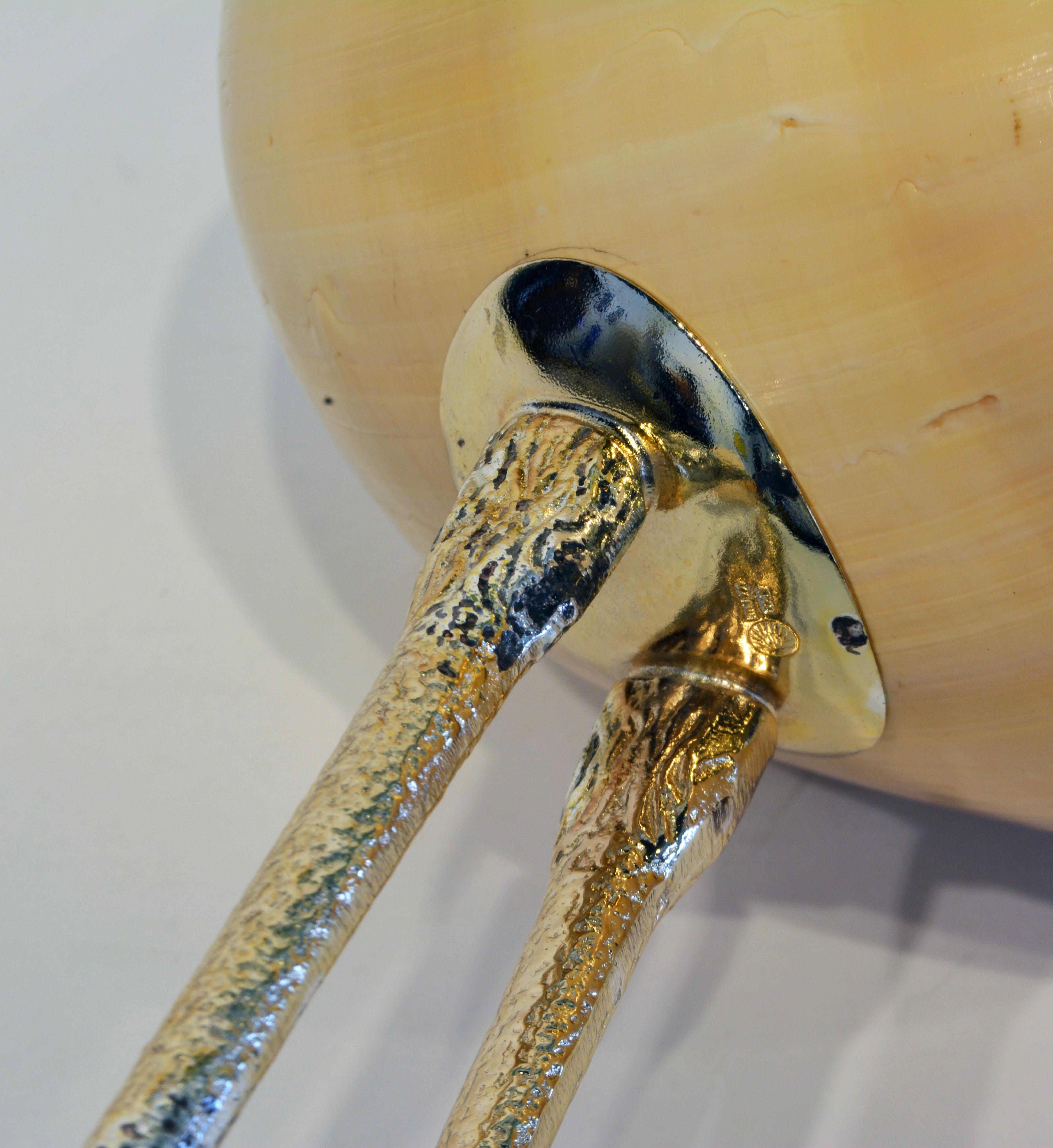 Silver Plate Gabriella Binazzi Design Silver and Gold Plated Crane with Sea Shell Body